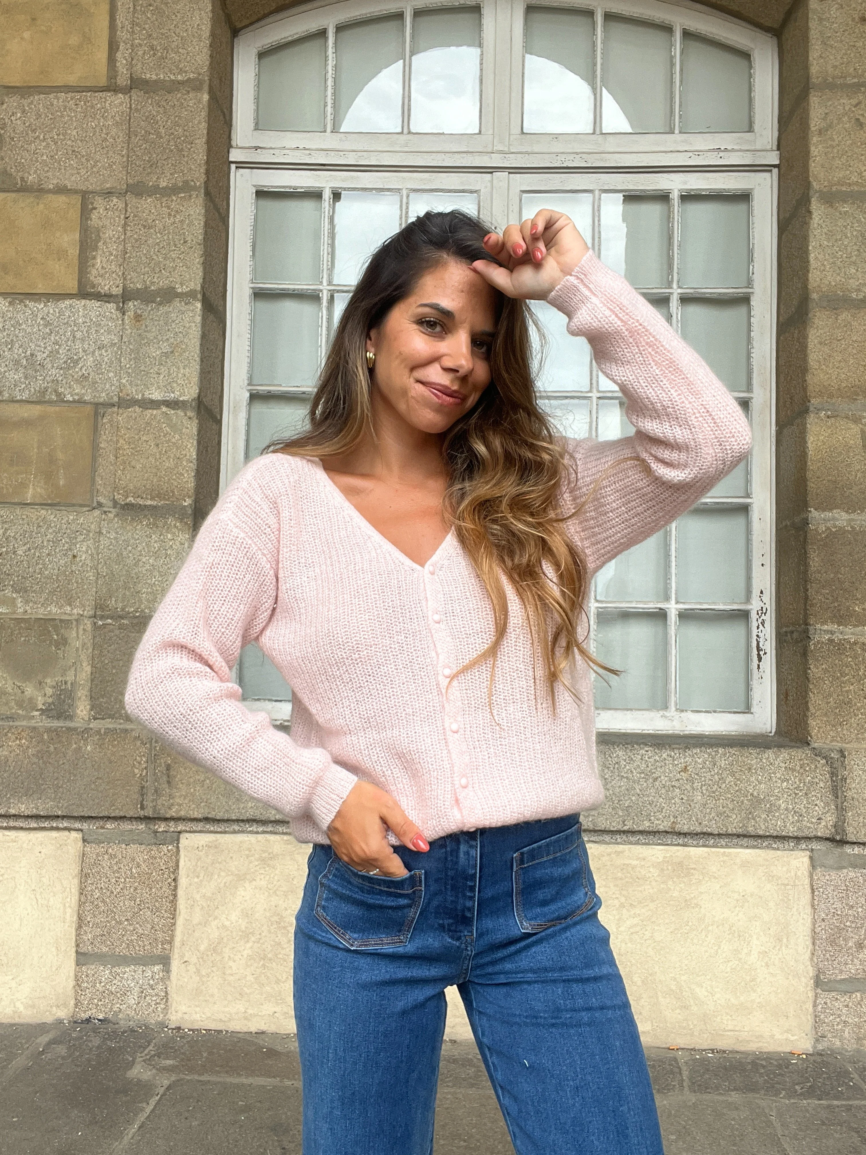 Cardigan En Laine Rose Alice - Image 4