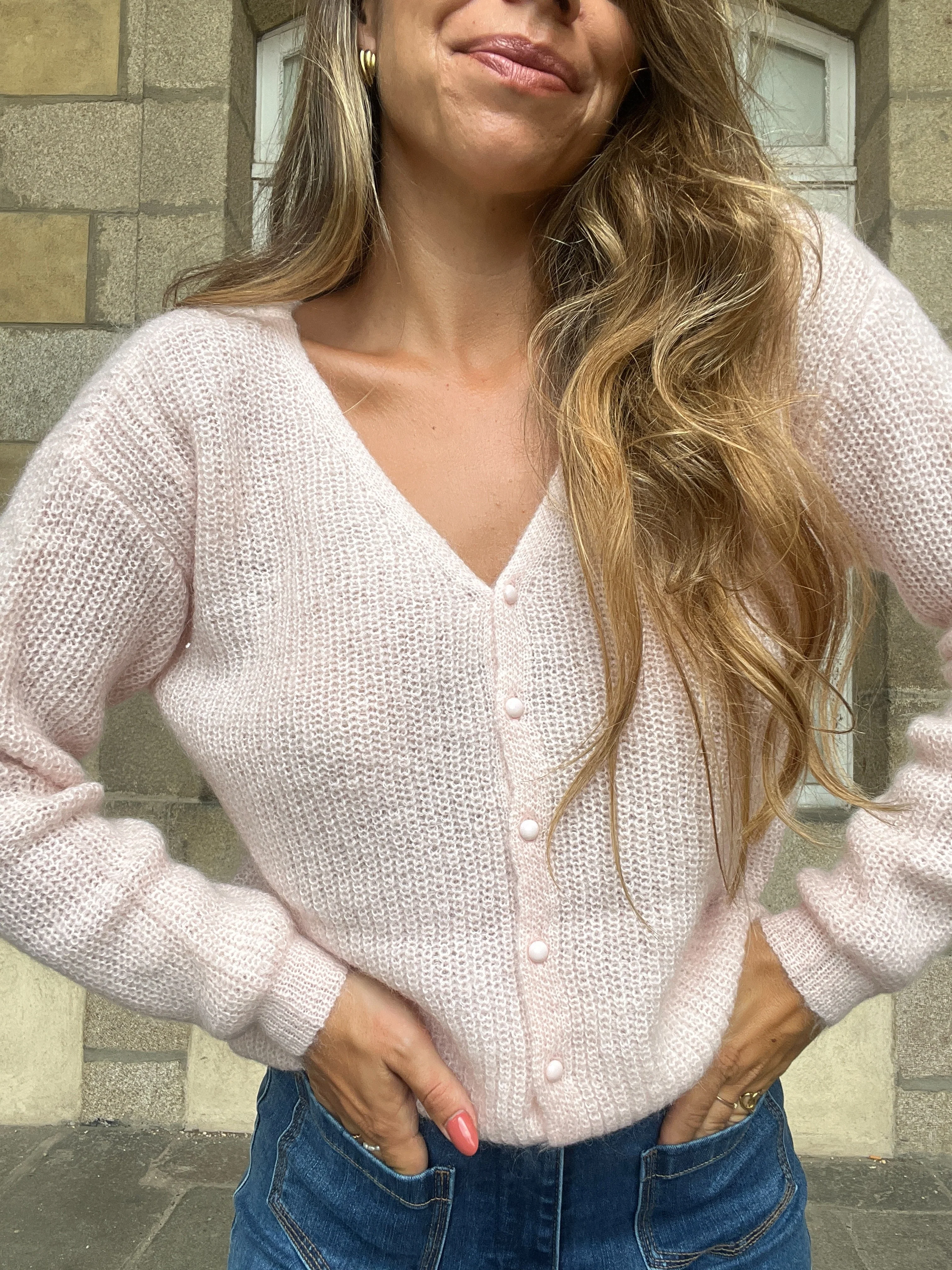 Cardigan En Laine Rose Alice - Image 6
