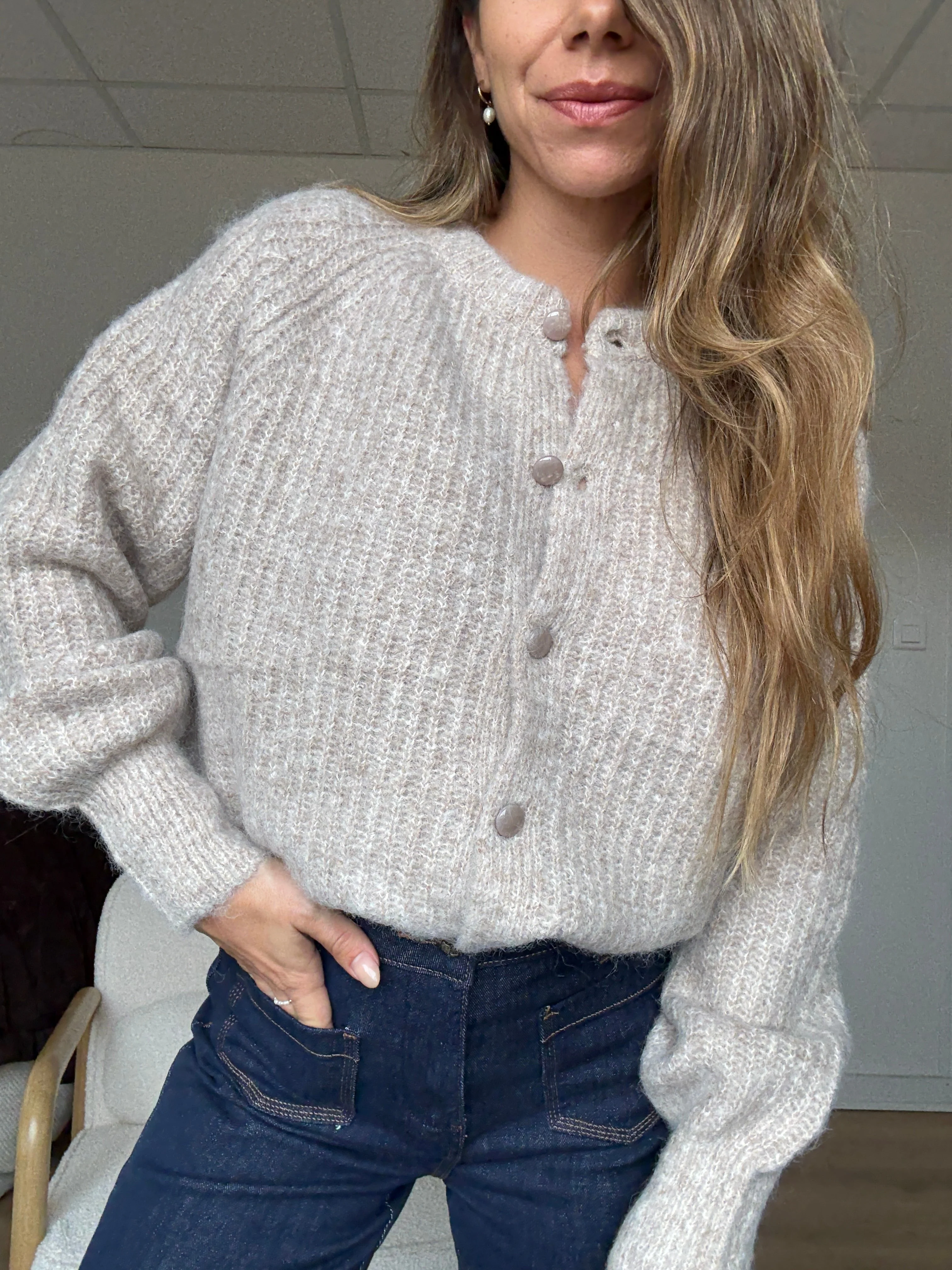 Cardigan Irène Taupe - Image 2