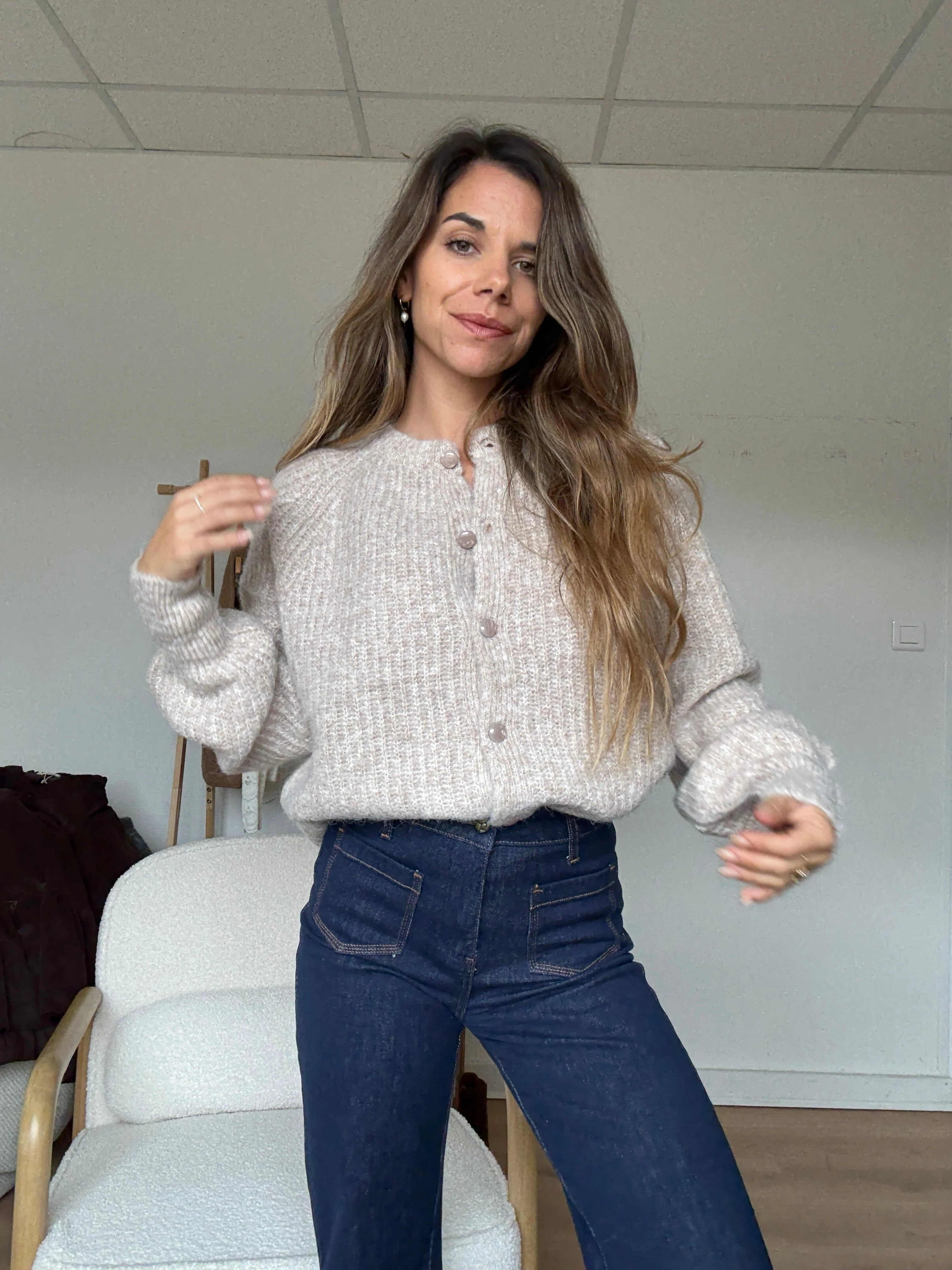 Cardigan Irène Taupe - Image 3