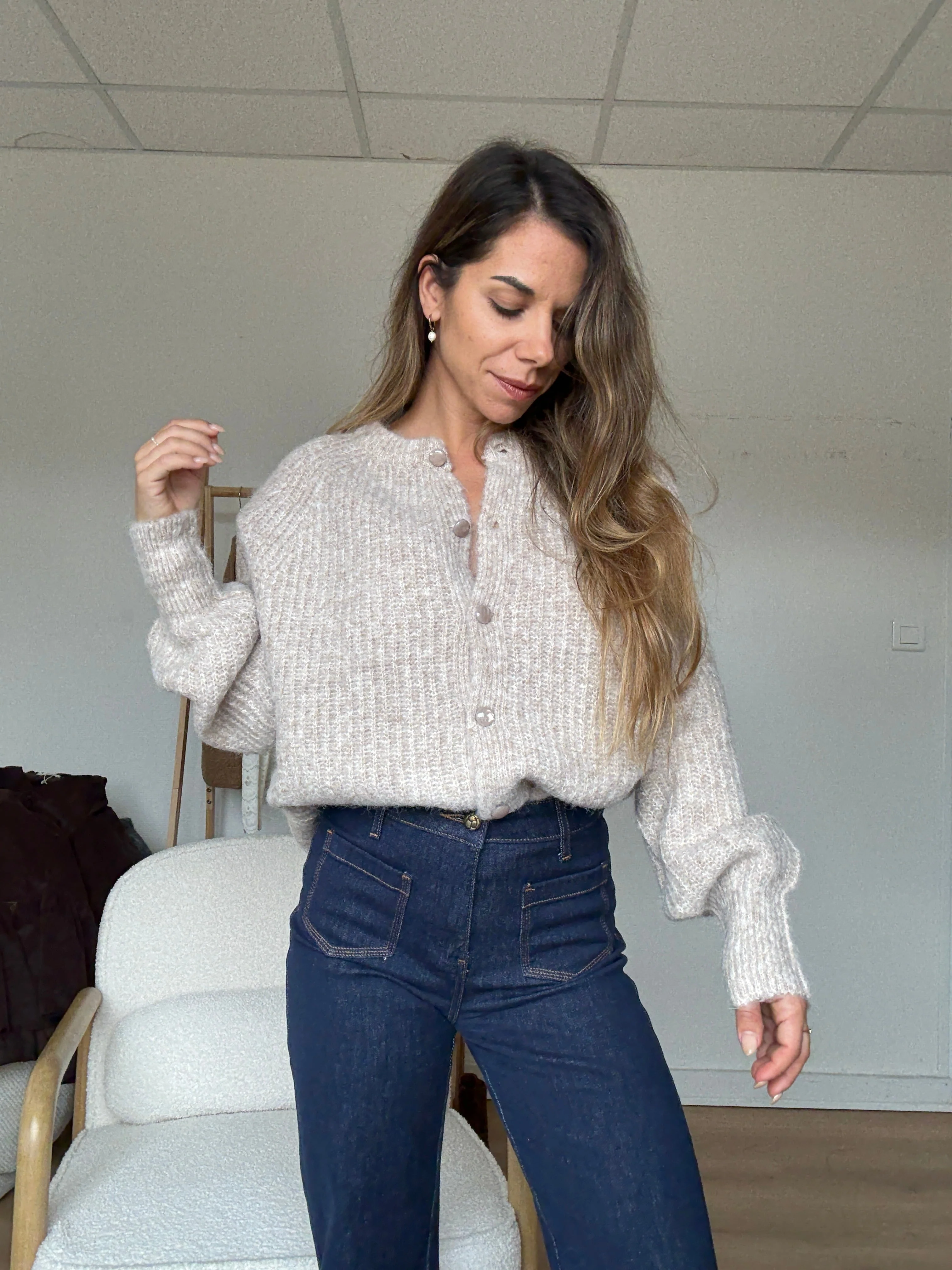 Cardigan Irène Taupe - Image 4