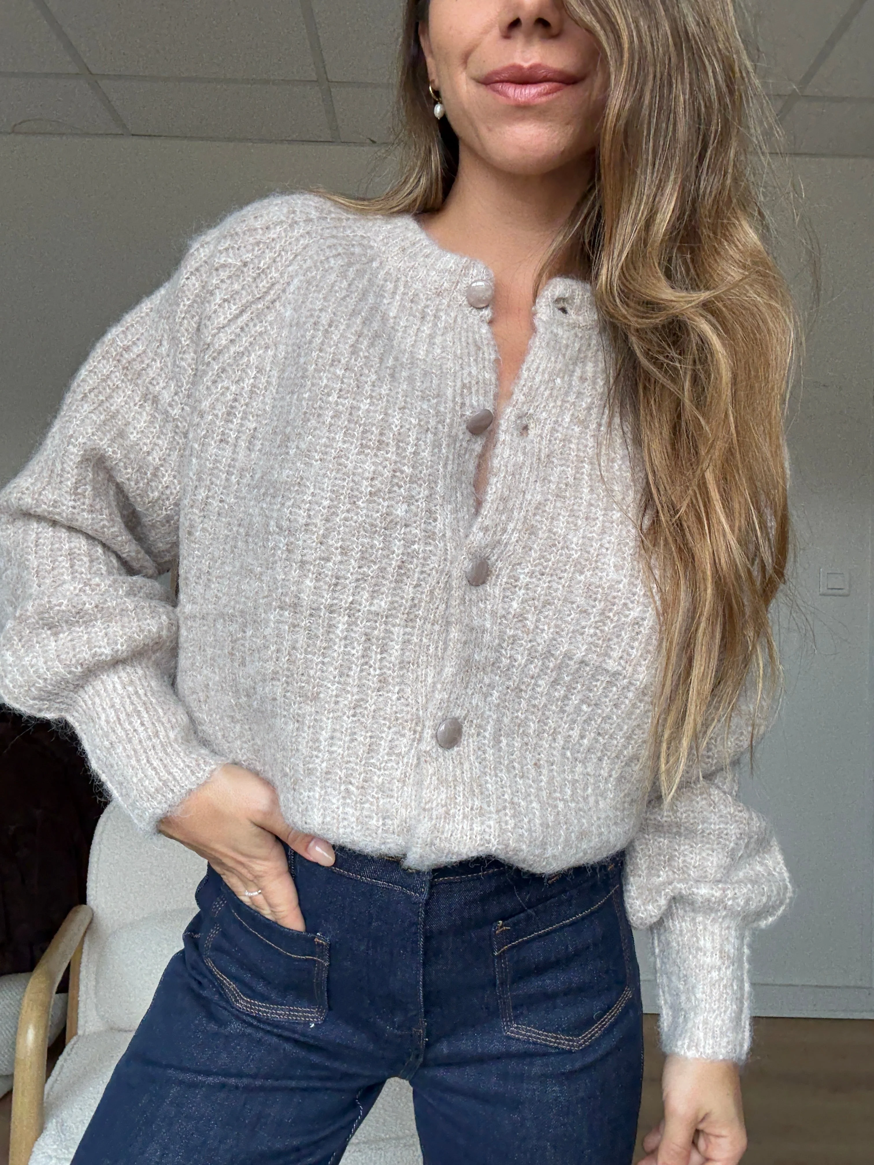 Cardigan Irène Taupe - Image 6
