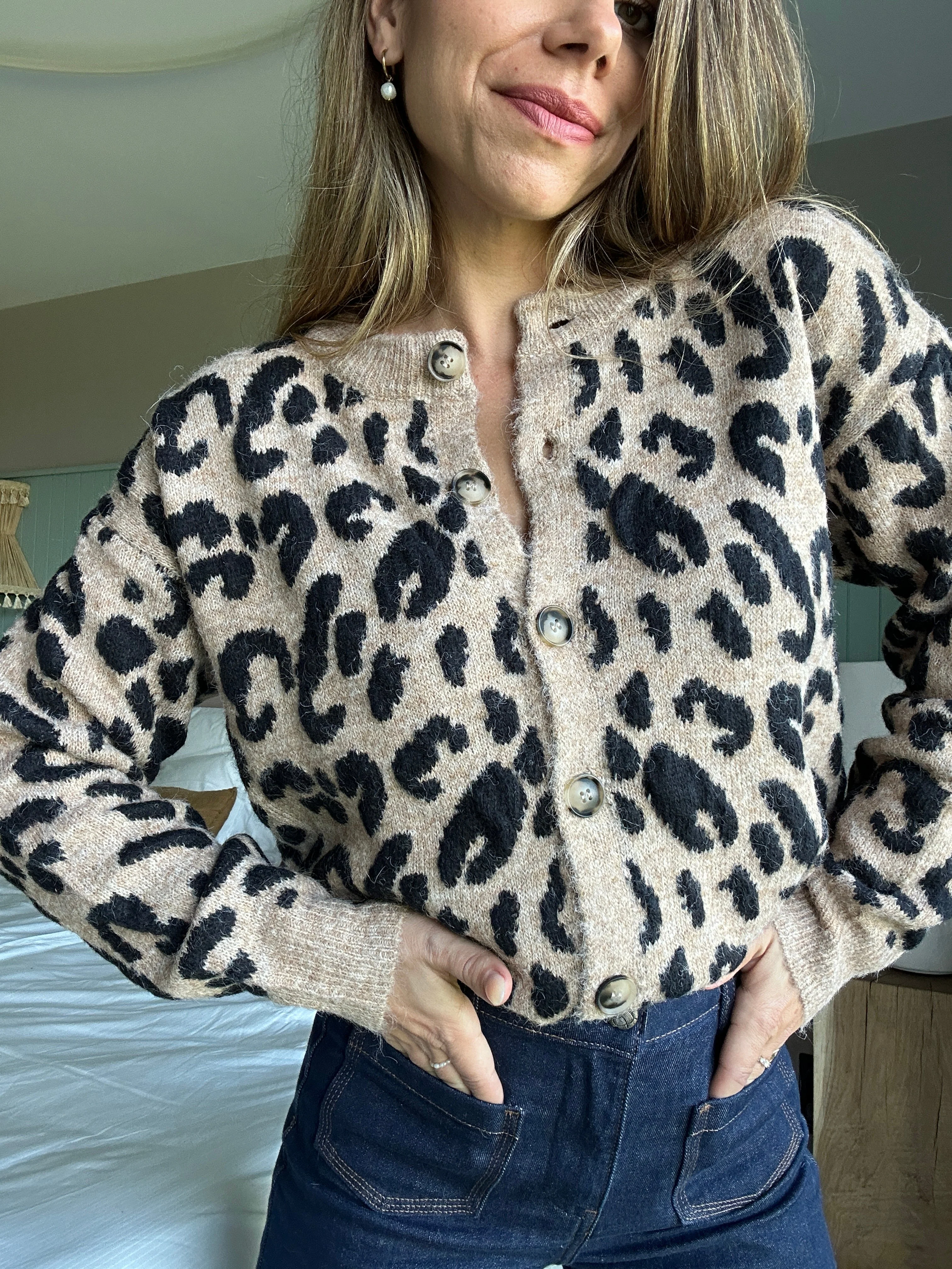 Cardigan Léopard Camille Beige - Image 2