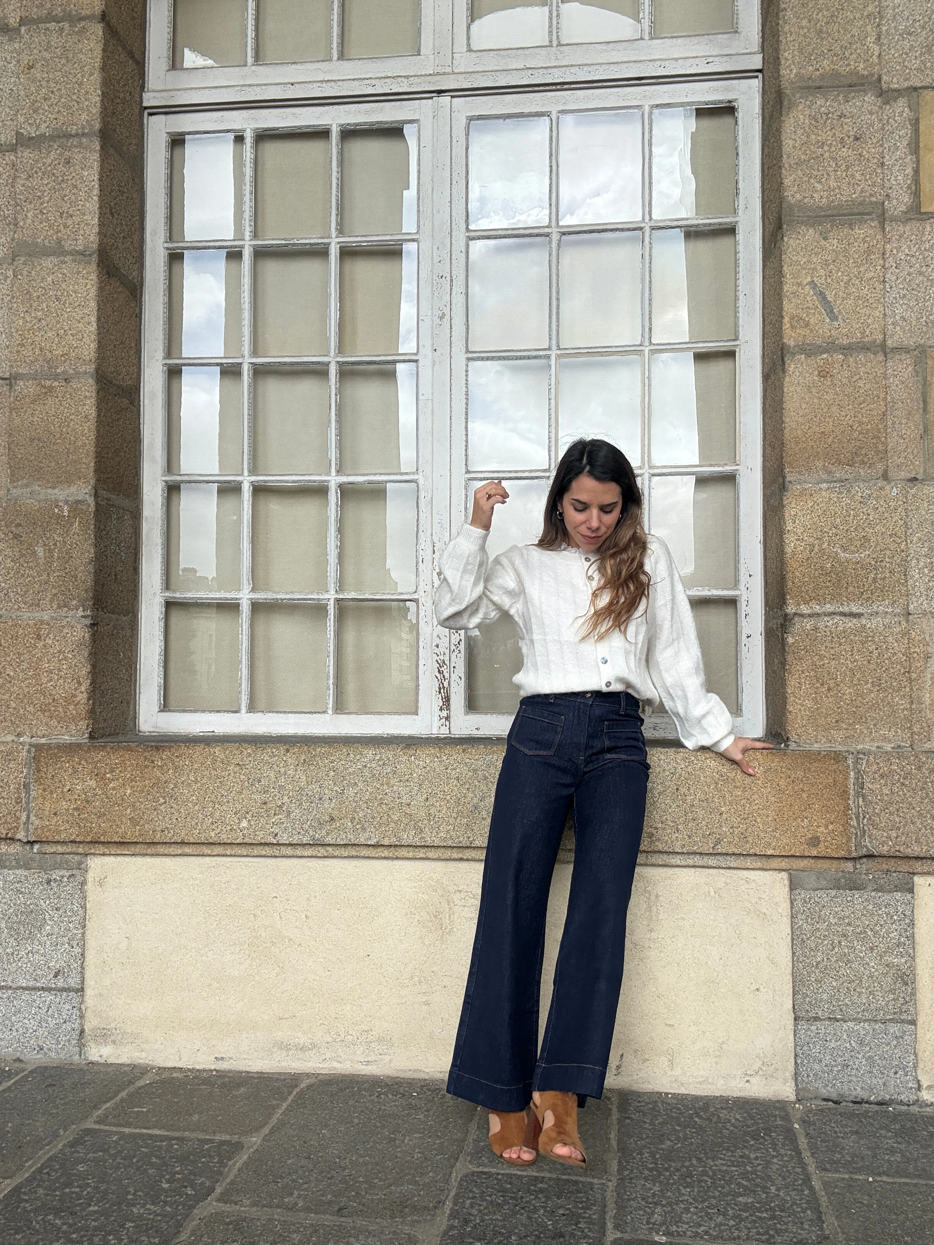 Cardigan Lola Blanc À Col Dentelle - Image 3