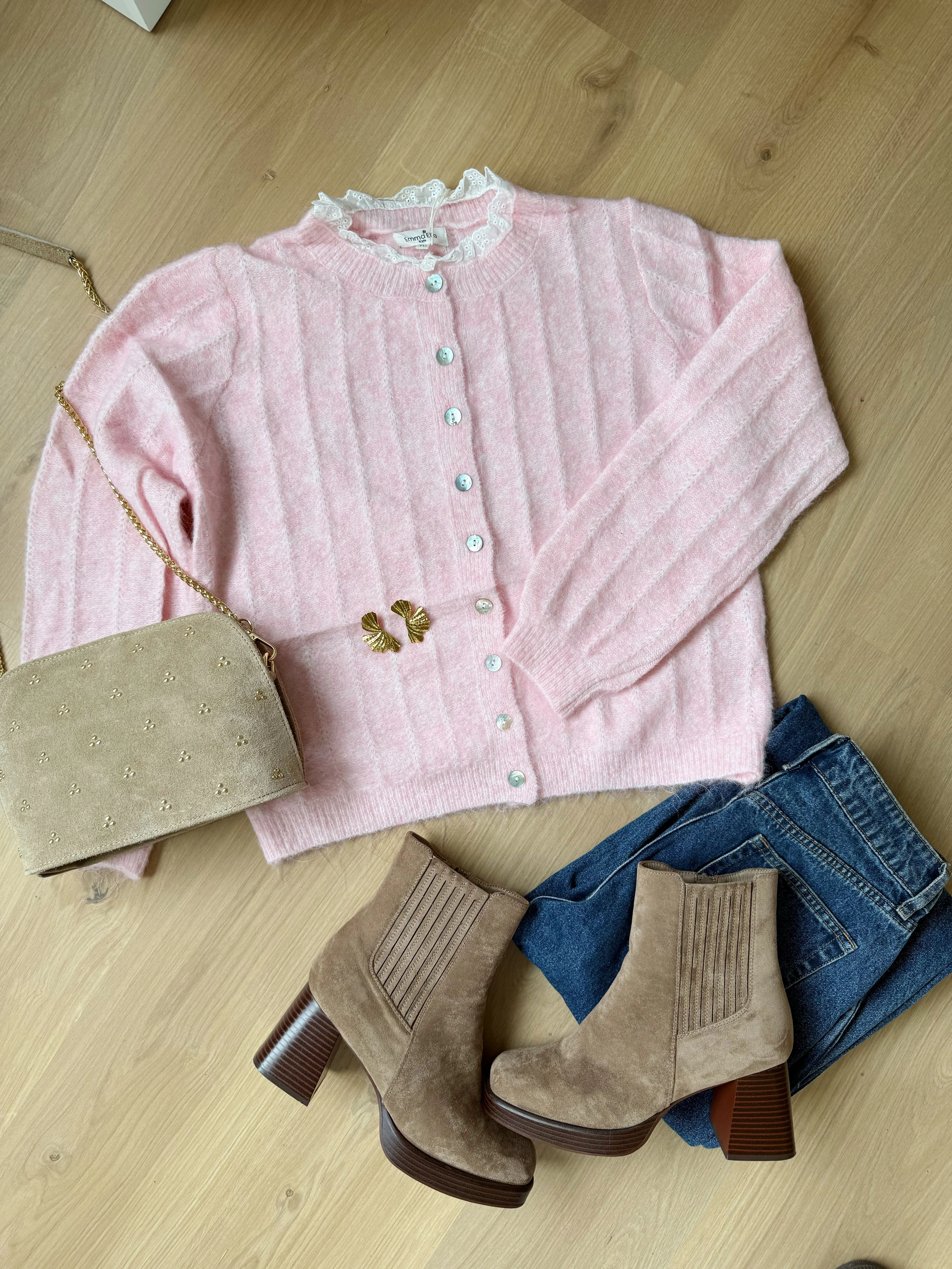 Cardigan Lola Baby Rose À Col Dentelle - Image 6