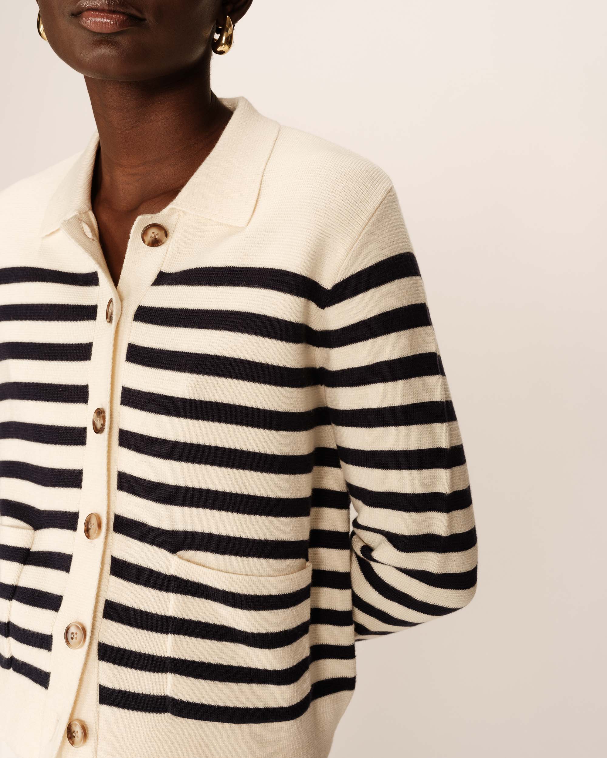 Cardigan Pam - Rayures Ecru - Image 2