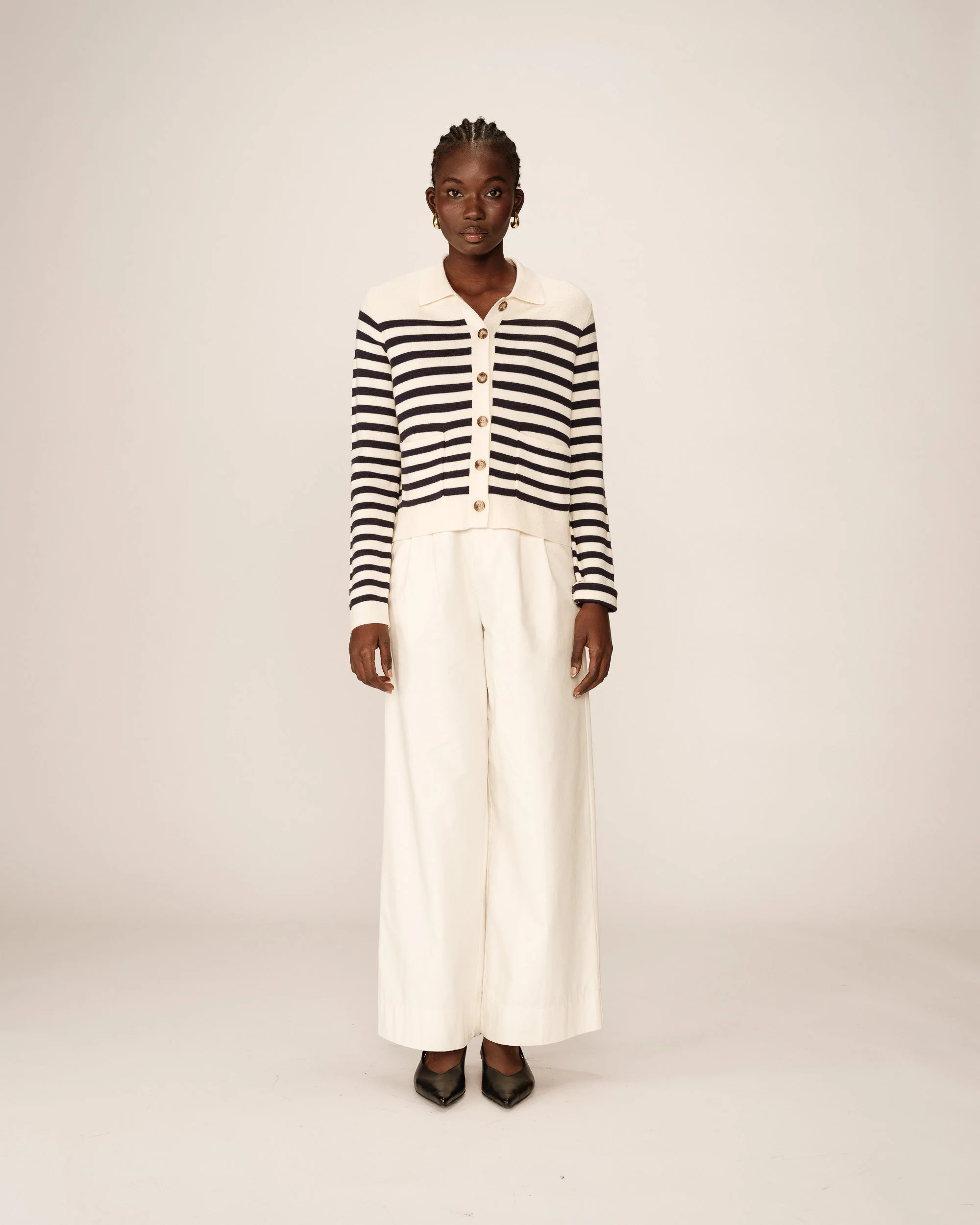 Cardigan Pam - Rayures Ecru - Image 3