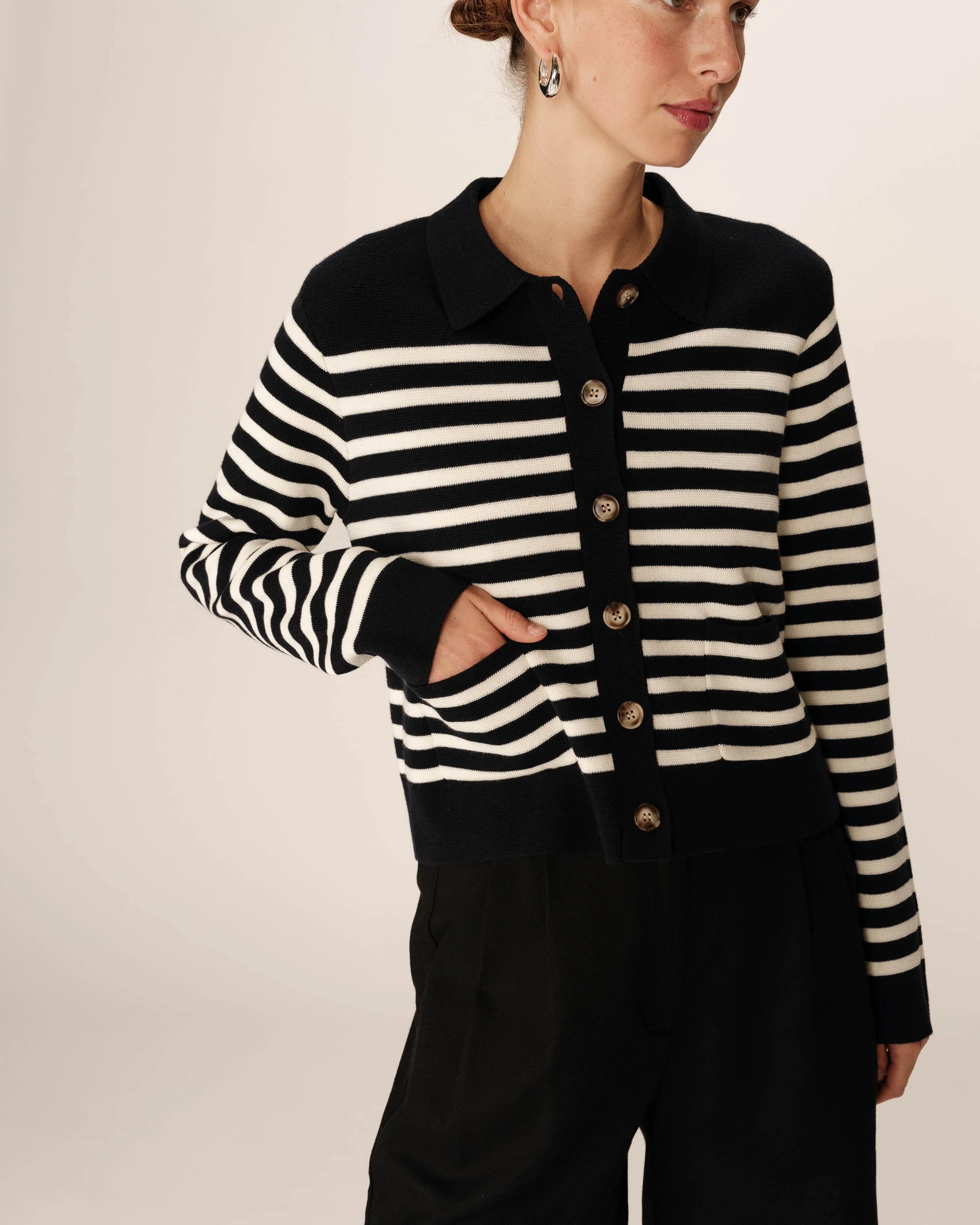 Cardigan Pam - Rayures Marine - Image 4