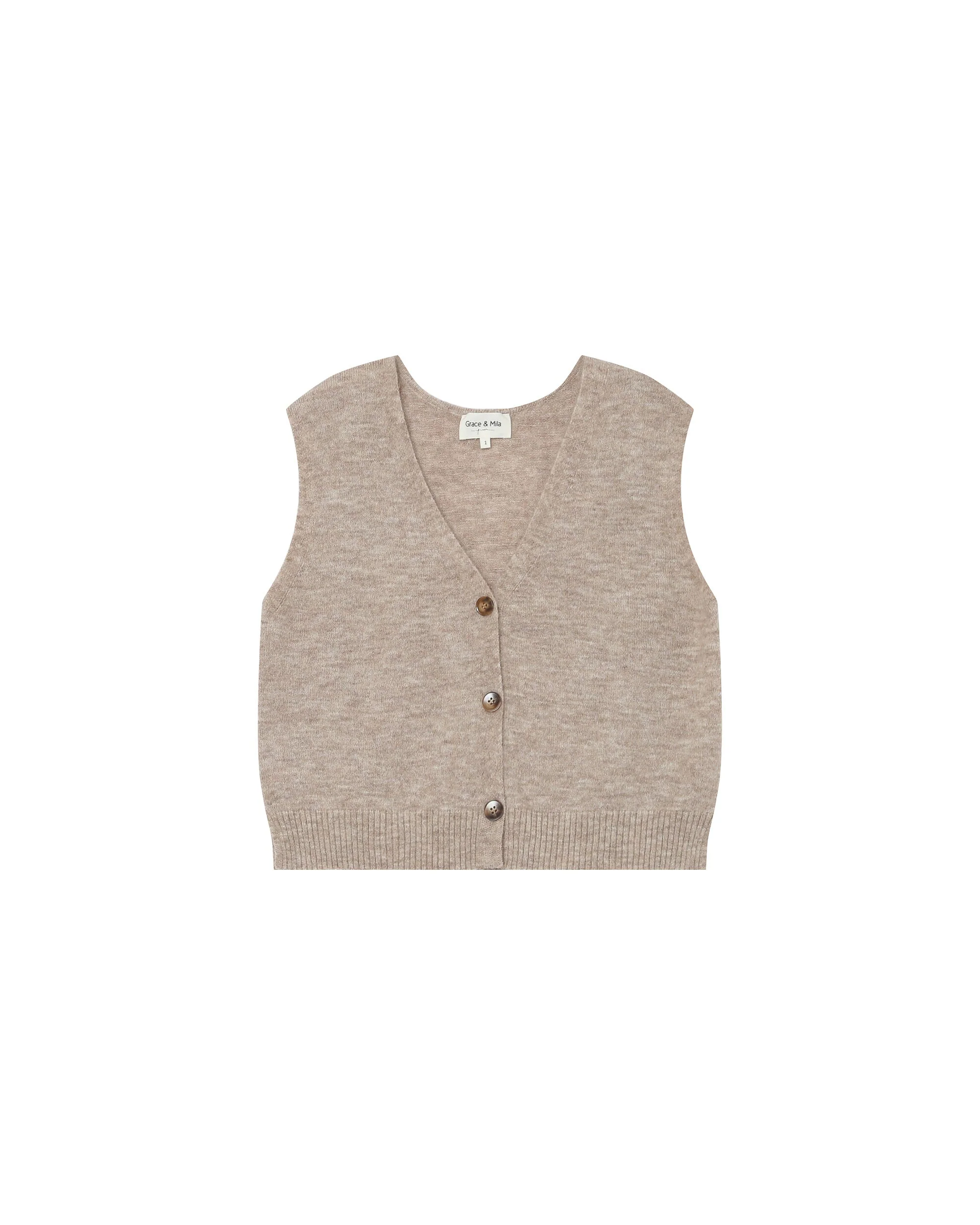 Cardigan Sans Manches Beige Santa - Image 6