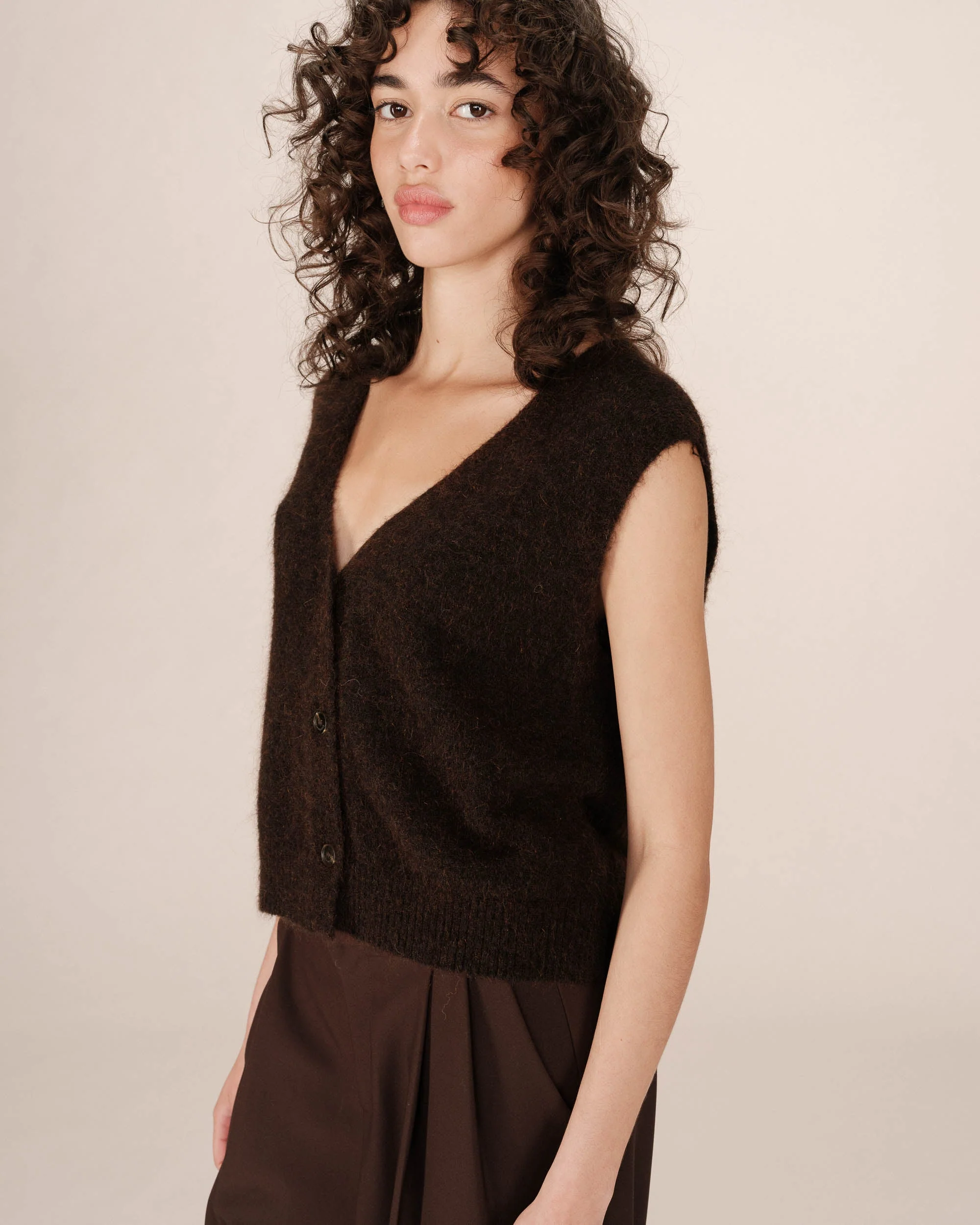 Cardigan Sans Manches Chocolat Santa - Image 2