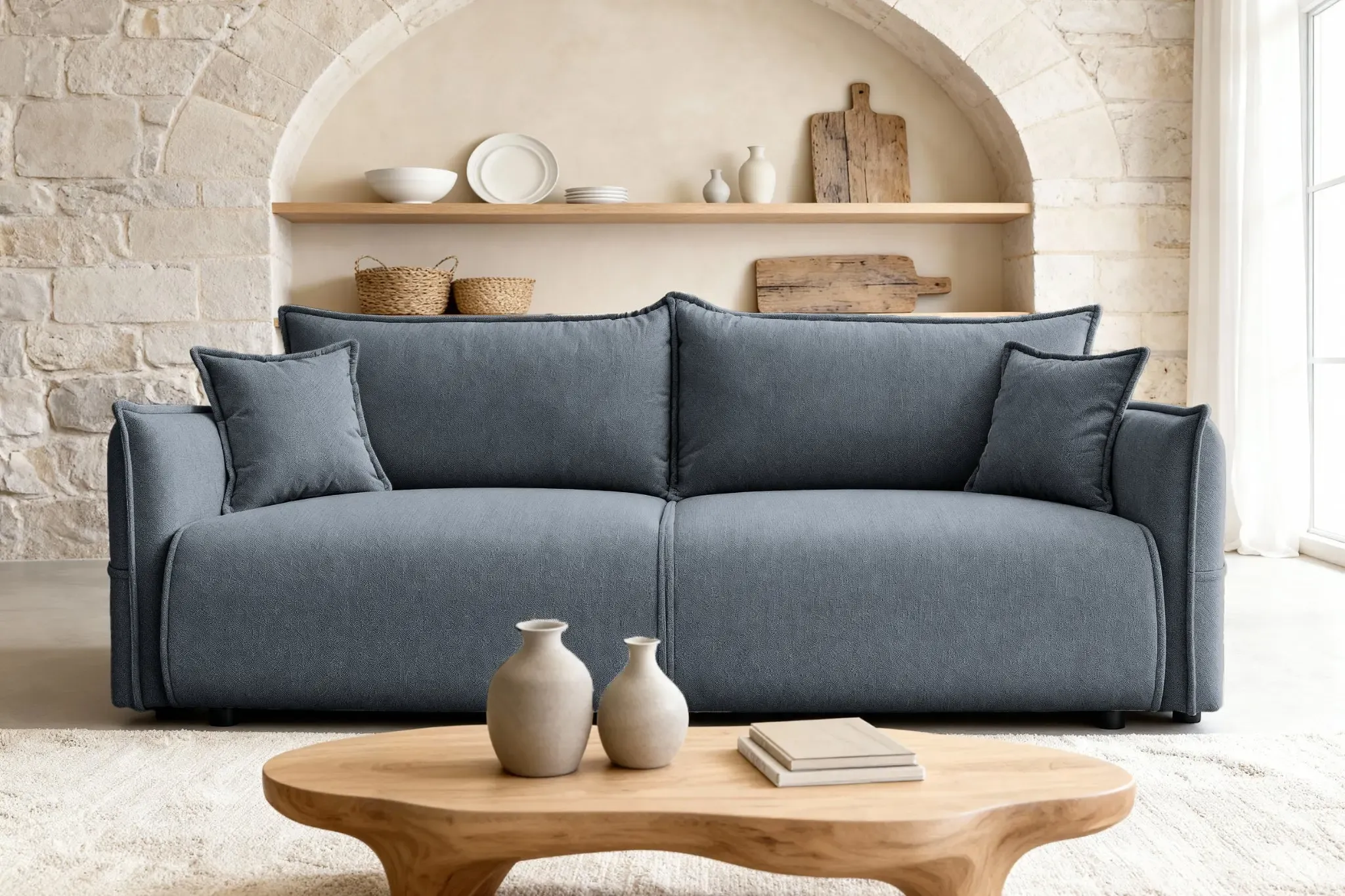 Carolina - Canapé Droit Convertible Tissu Chiné 3 Place - Image 17