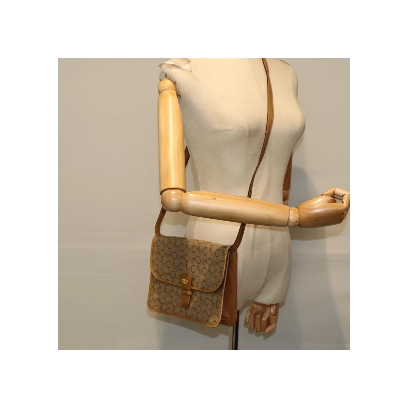 Sac À Bandoulière Celine C Macadam - Beige - Image 14