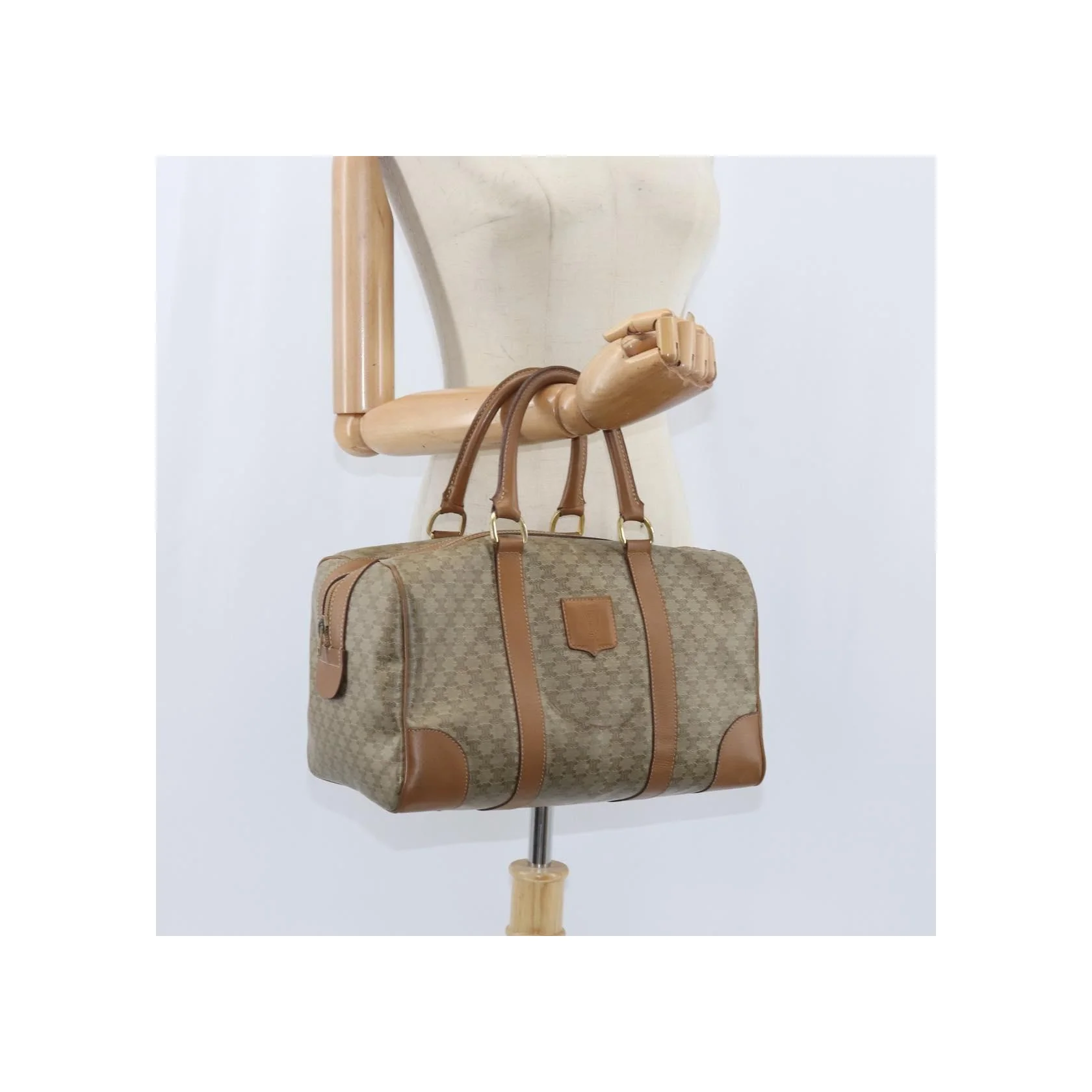 Sac Boston Celine Vintage Macadam - Beige - Image 12