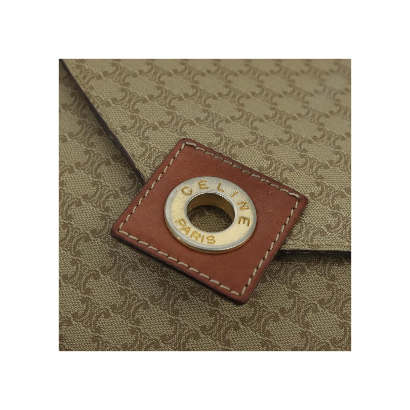 Sac À Bandoulière Celine Vintage Macadam Circle Logo - Beige - Image 13