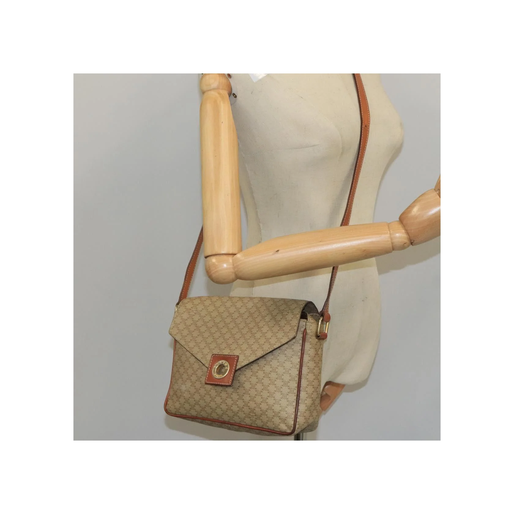 Sac À Bandoulière Celine Vintage Macadam Circle Logo - Beige - Image 14
