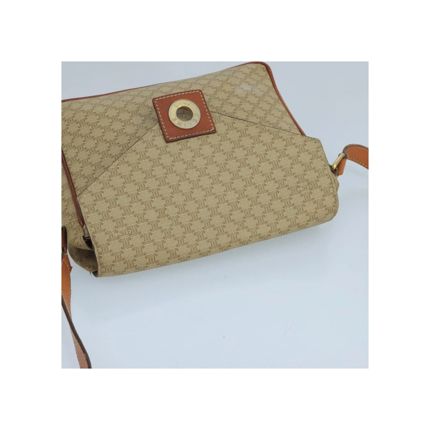 Sac À Bandoulière Celine Vintage Macadam Circle Logo - Beige - Image 16