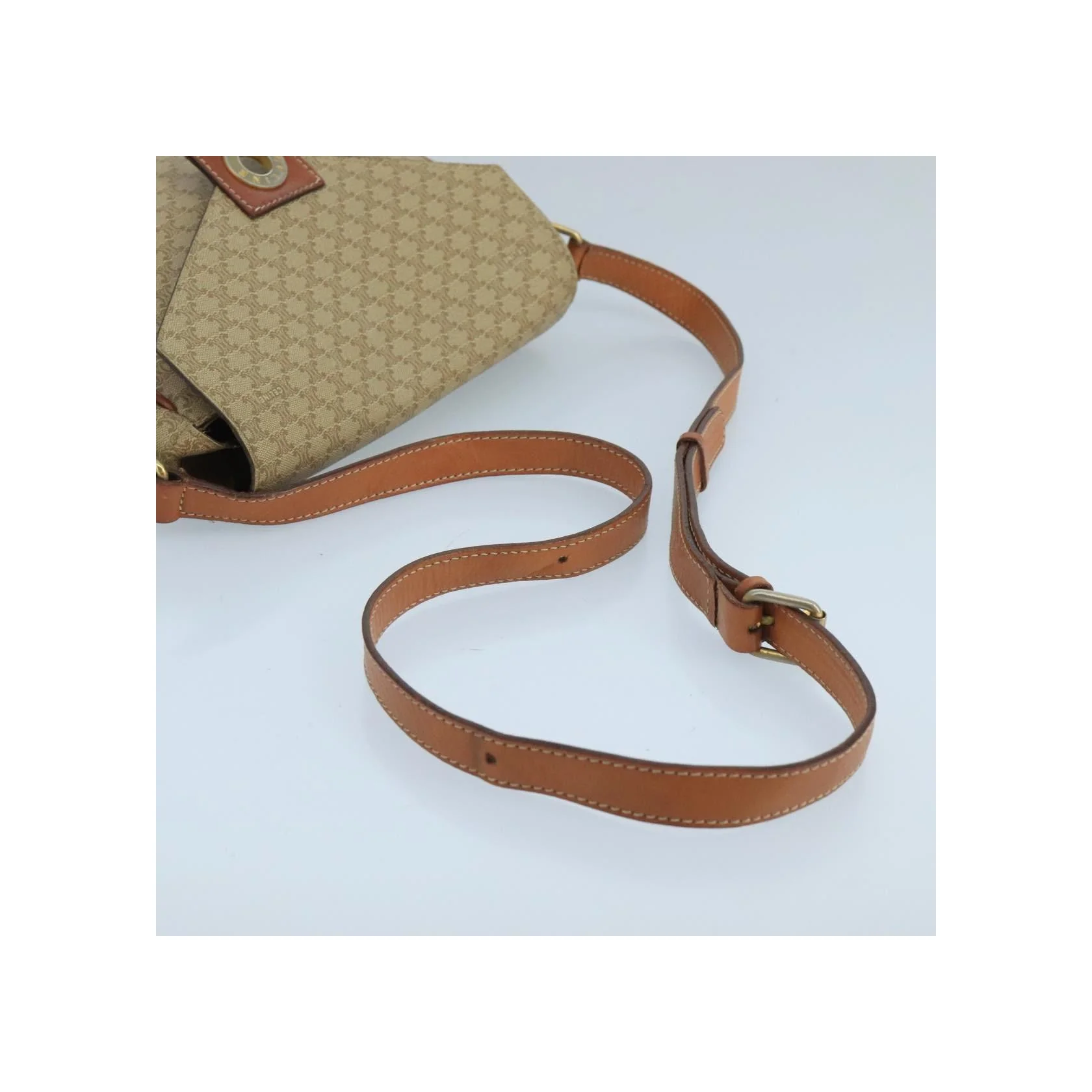 Sac À Bandoulière Celine Vintage Macadam Circle Logo - Beige - Image 8
