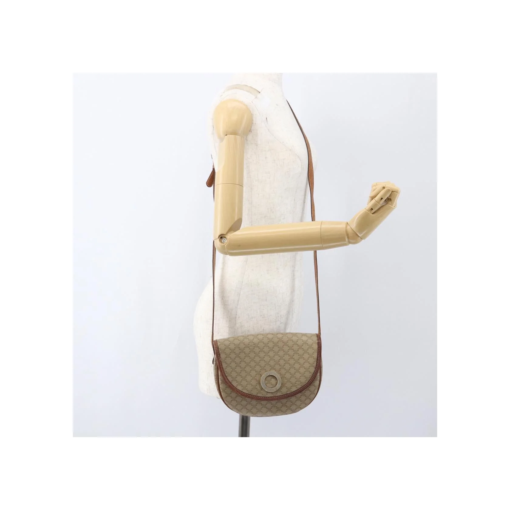 Sac À Bandoulière Celine Vintage Macadam Circle Logo - Beige - Image 13