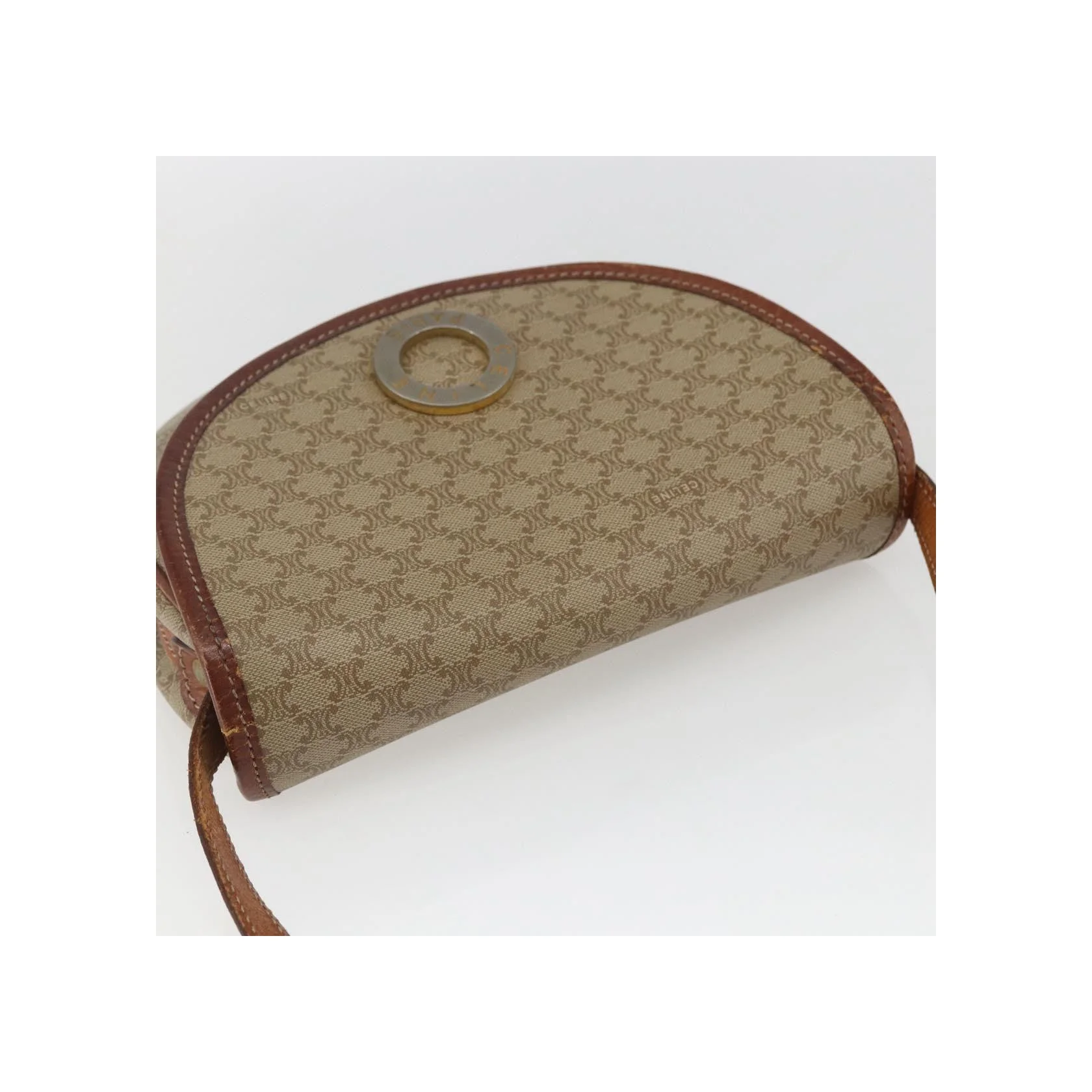 Sac À Bandoulière Celine Vintage Macadam Circle Logo - Beige - Image 14
