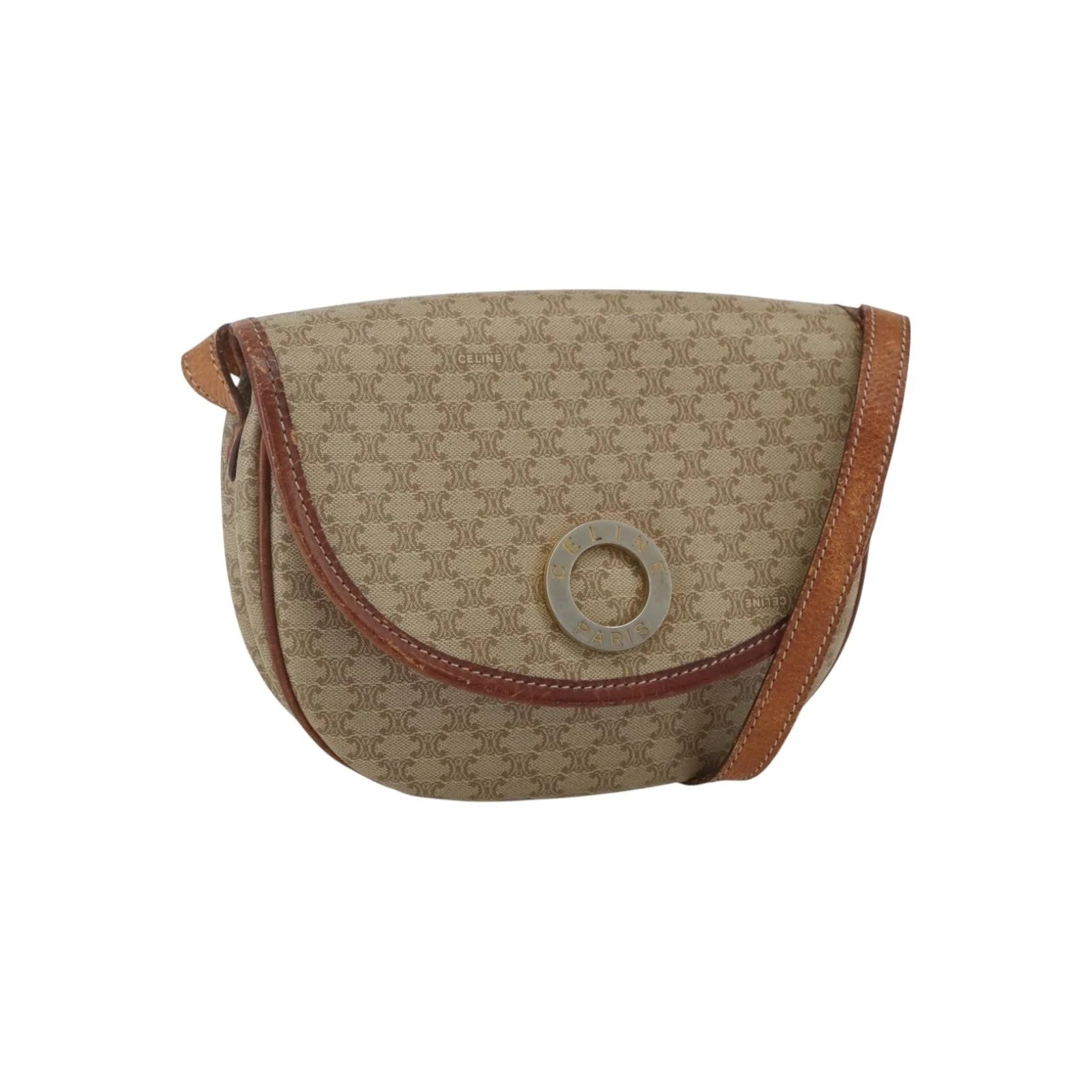 Sac À Bandoulière Celine Vintage Macadam Circle Logo - Beige - Image 17