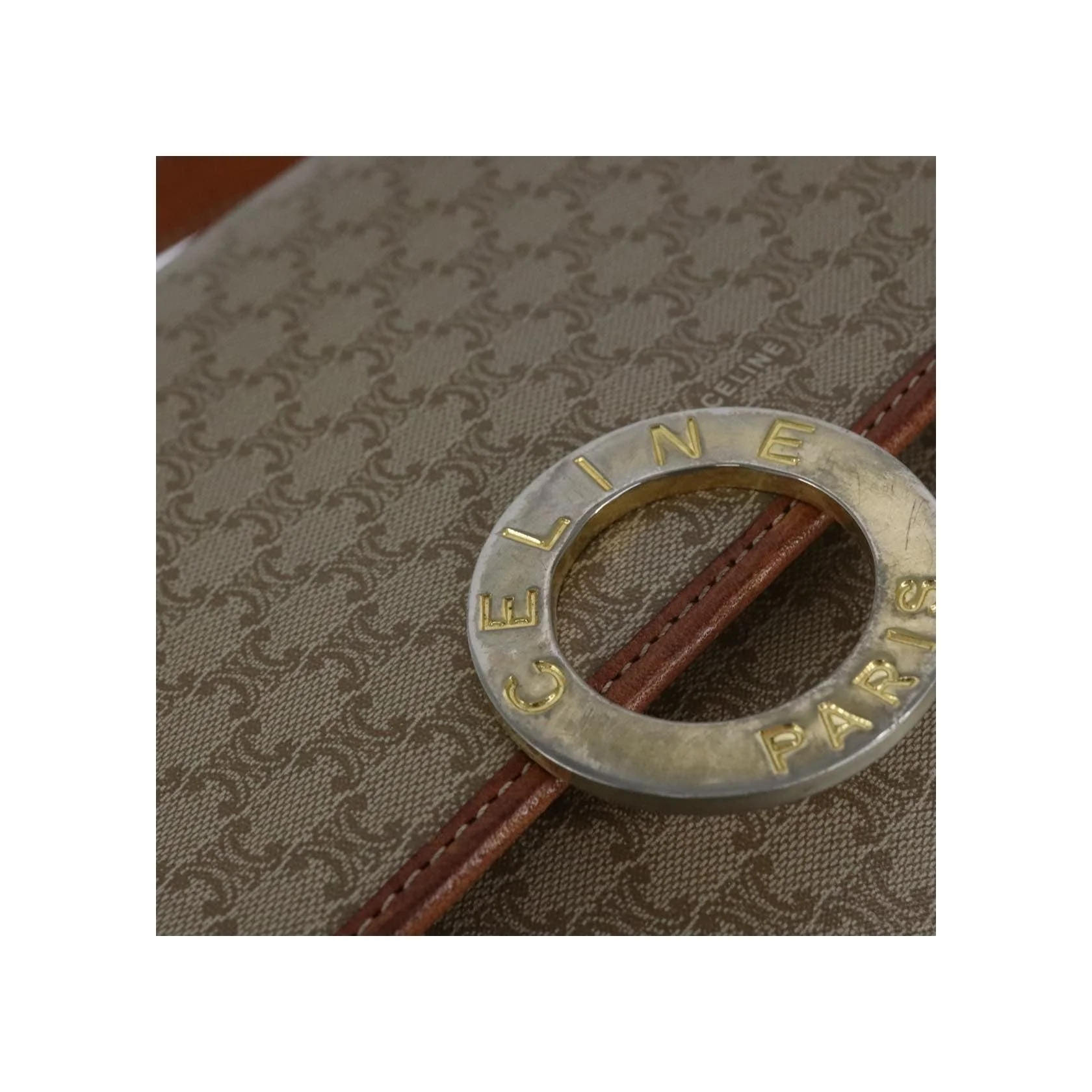 Sac À Bandoulière Celine Vintage Macadam Circle Logo - Beige - Image 12