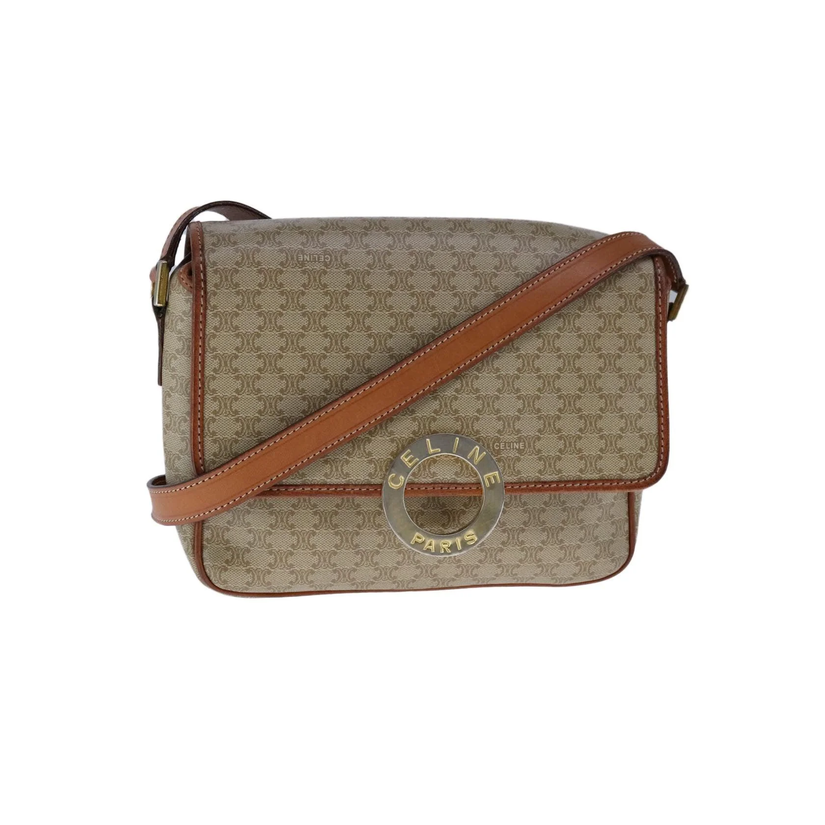 Sac À Bandoulière Celine Vintage Macadam Circle Logo - Beige - Image 16