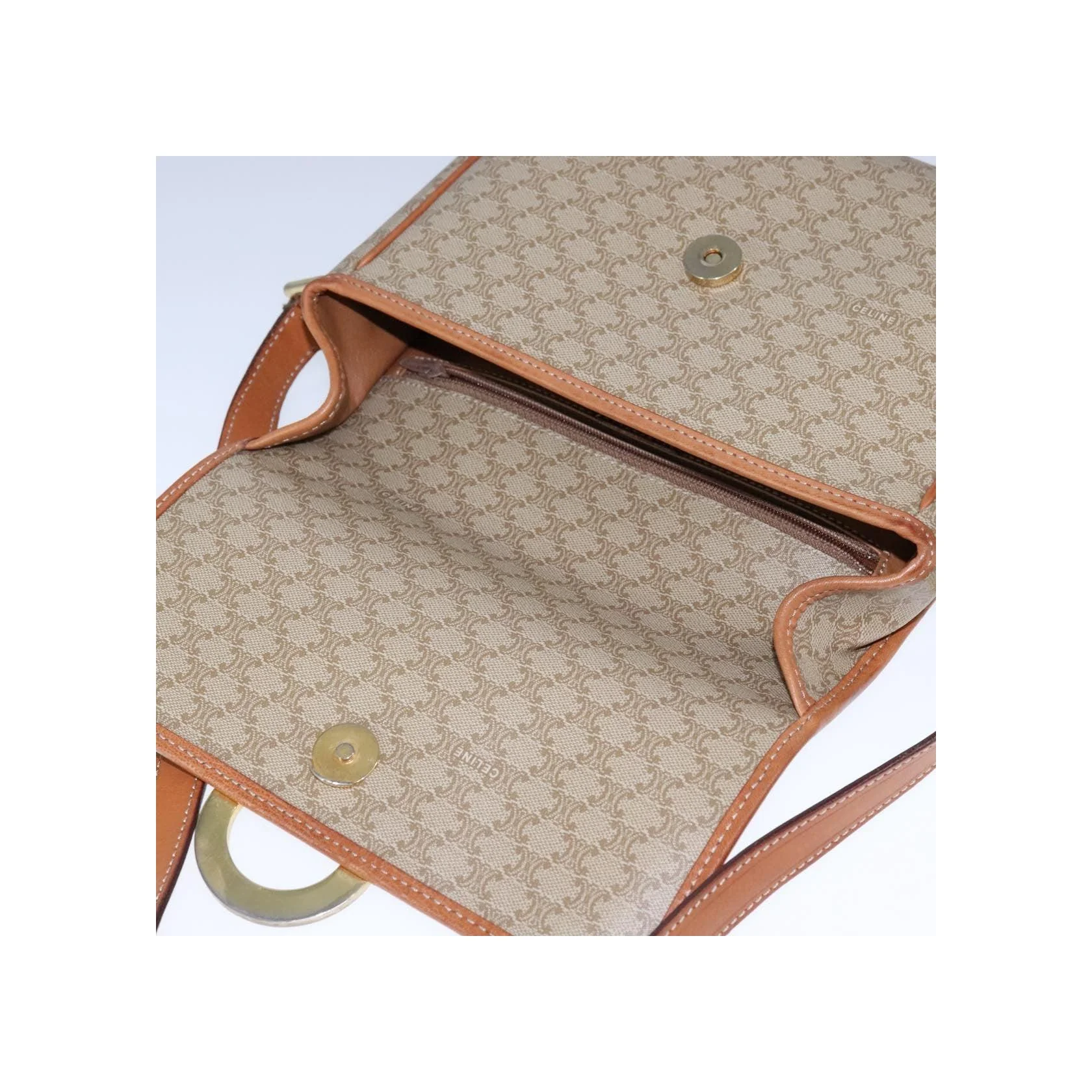 Sac À Bandoulière Celine Vintage Macadam Circle Logo - Beige - Image 19