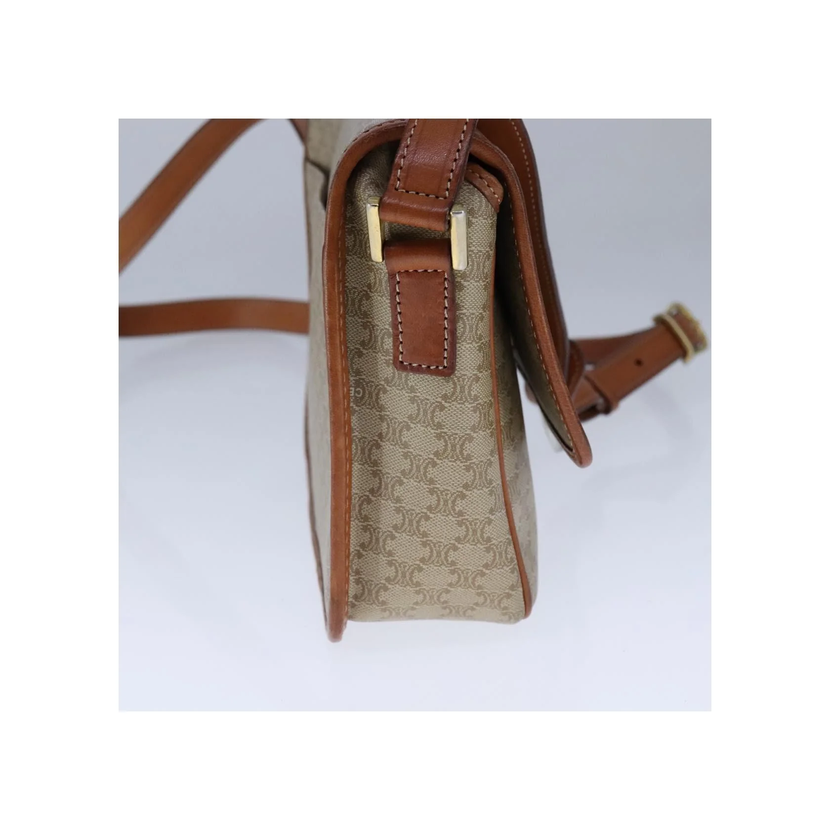 Sac À Bandoulière Celine Vintage Macadam Circle Logo - Beige - Image 3