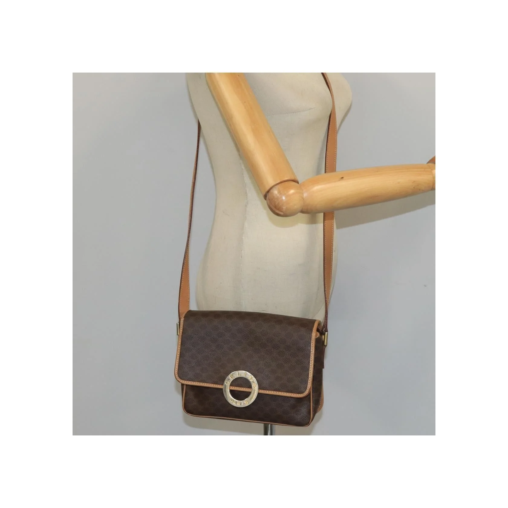 Sac À Bandoulière Celine Vintage Macadam Circle Logo - Brown - Image 13