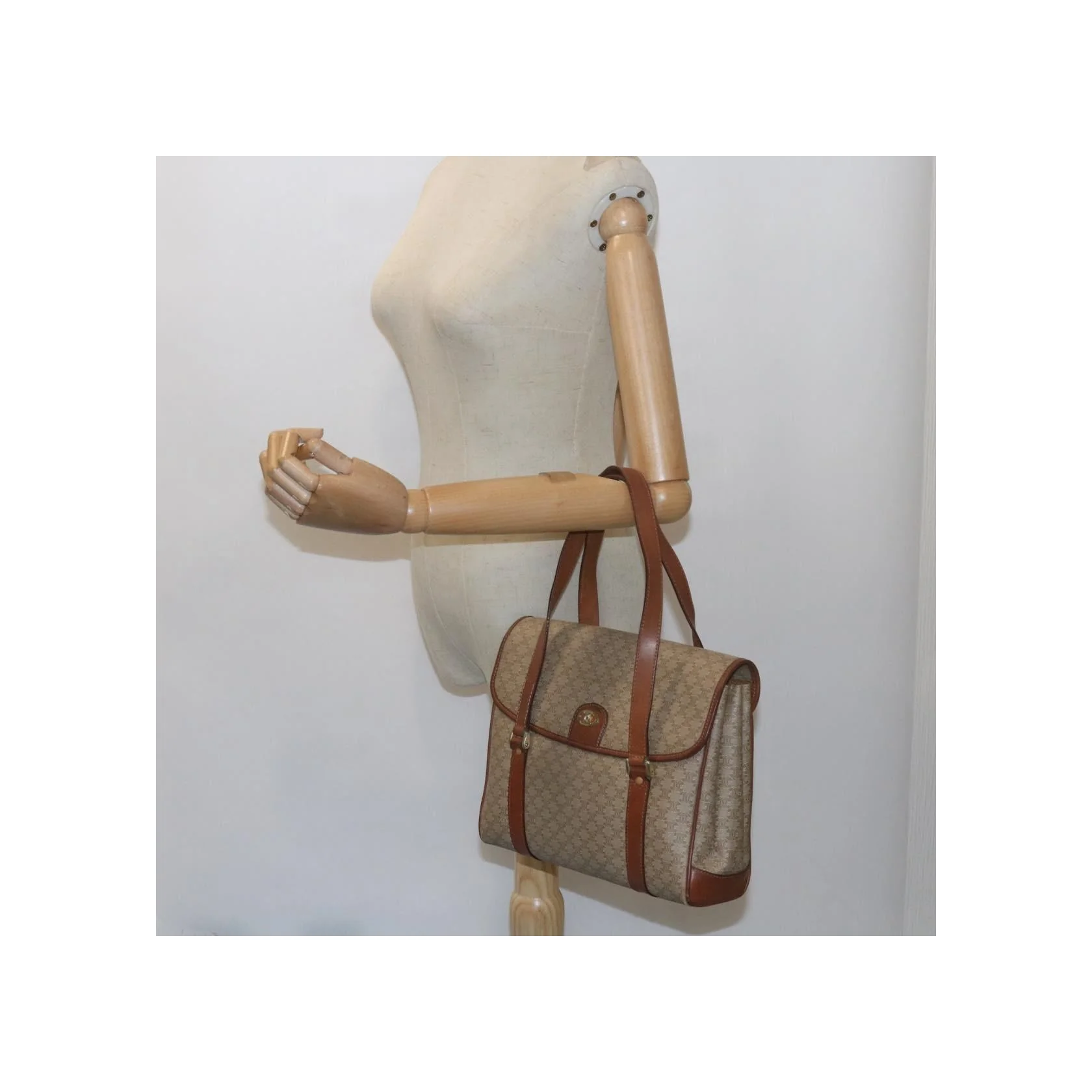 Sac À Main Celine Vintage Macadam - Beige - Image 11
