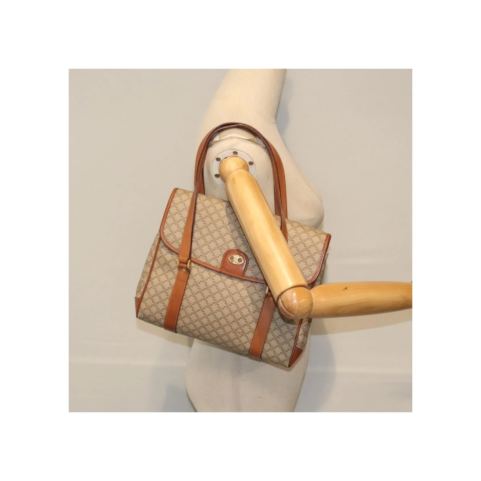 Sac À Main Celine Vintage Macadam - Beige - Image 14