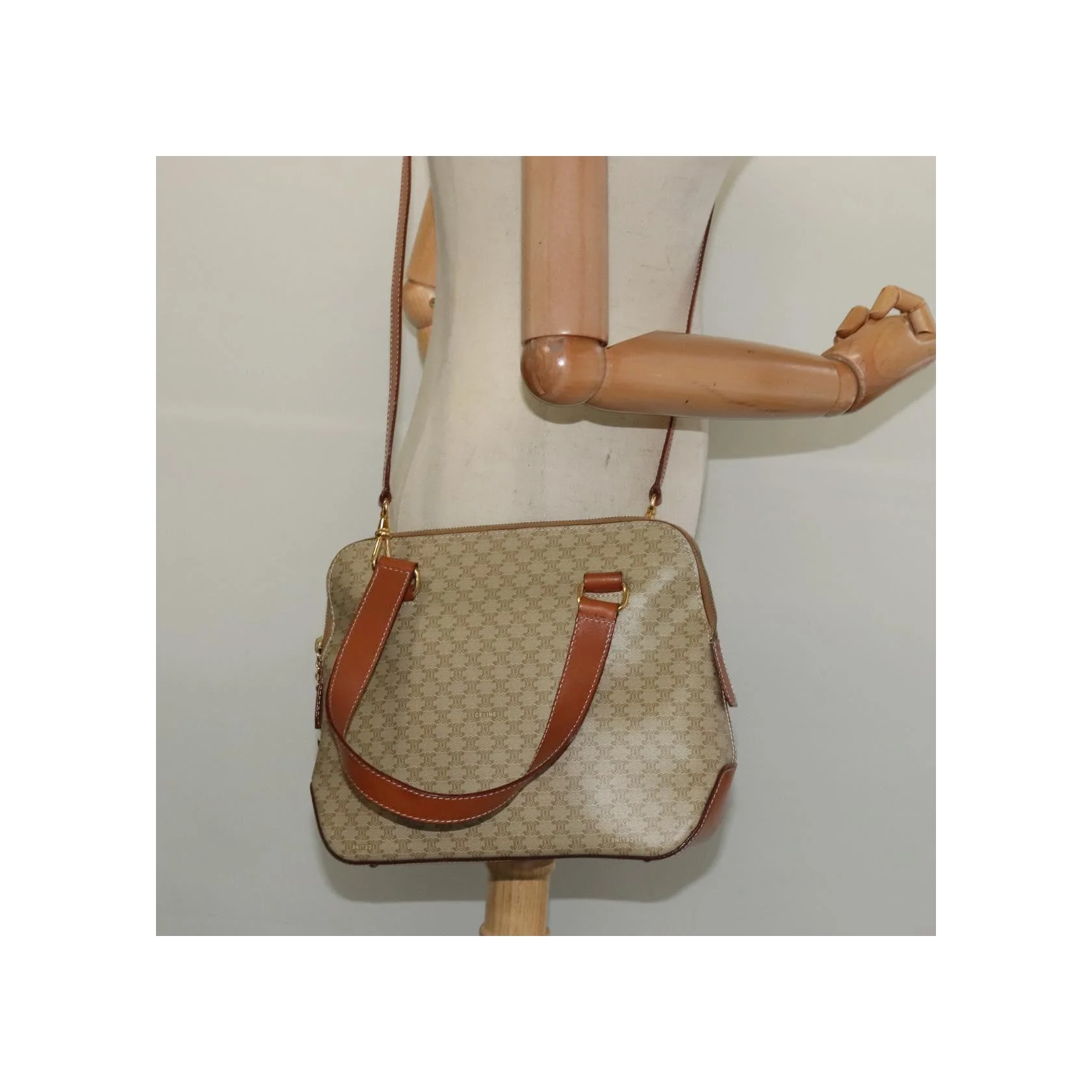 Sac À Main Celine Vintage Macadam - Beige - Image 15