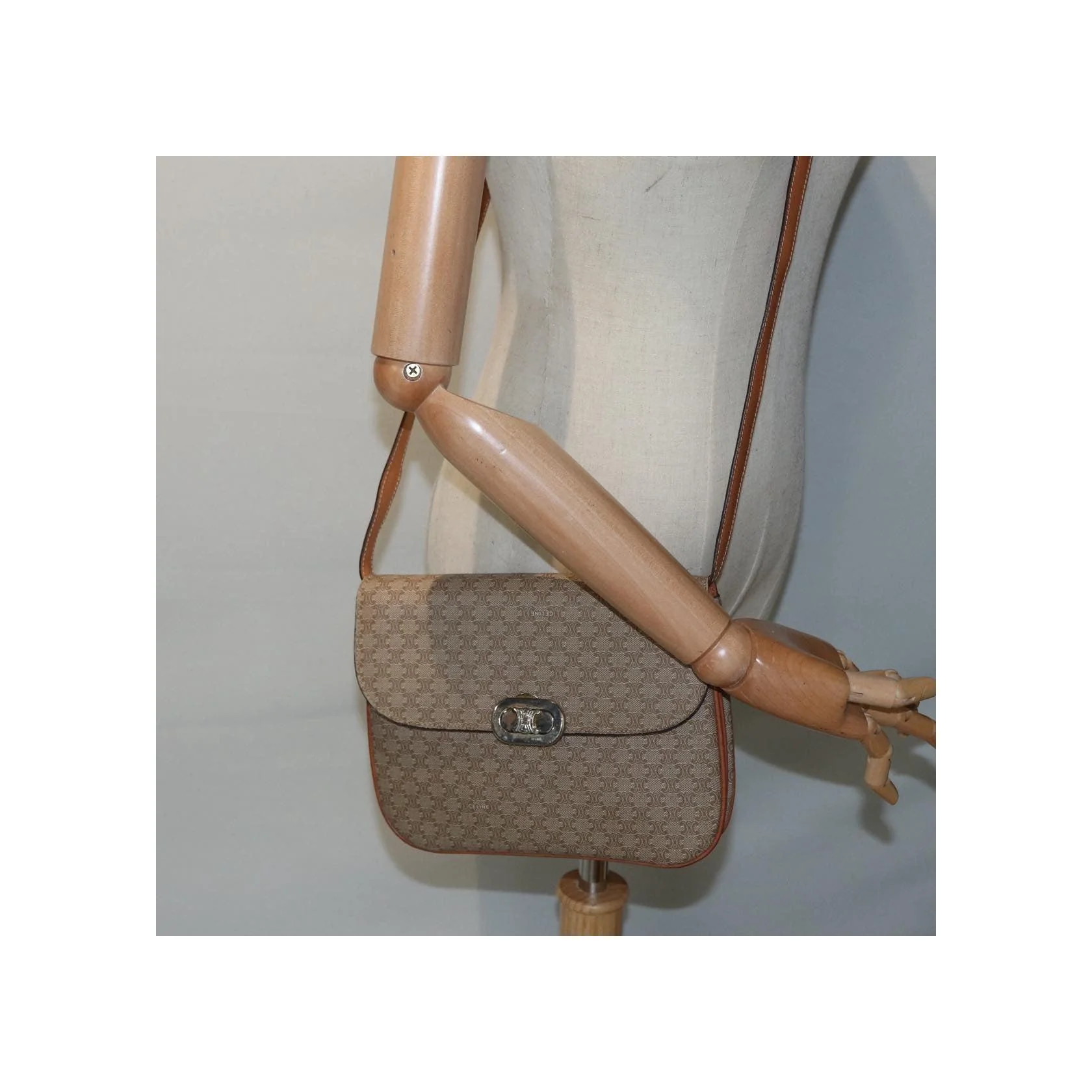 Sac À Bandoulière Celine Vintage Macadam - Beige - Image 13