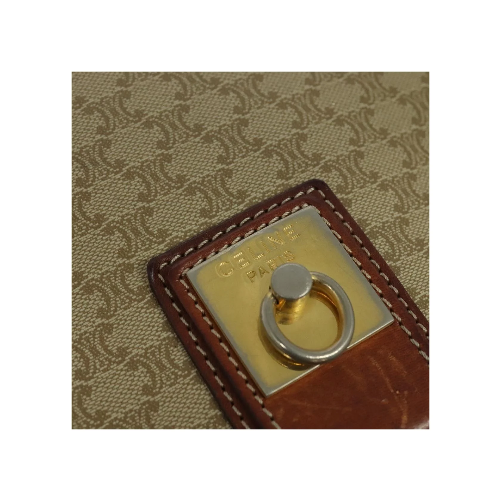 Sac À Bandoulière Celine Vintage Macadam - Beige - Image 12