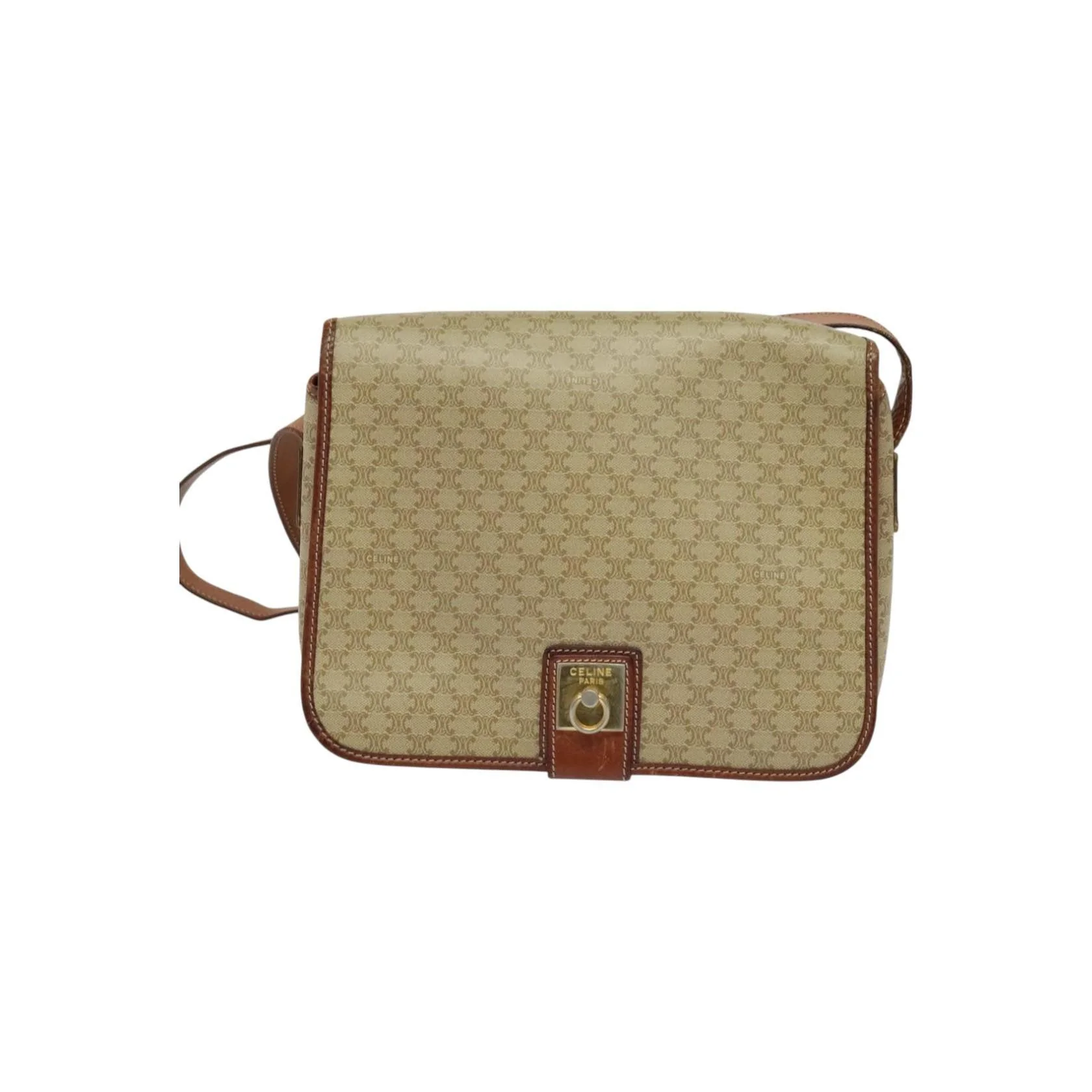 Sac À Bandoulière Celine Vintage Macadam - Beige - Image 18