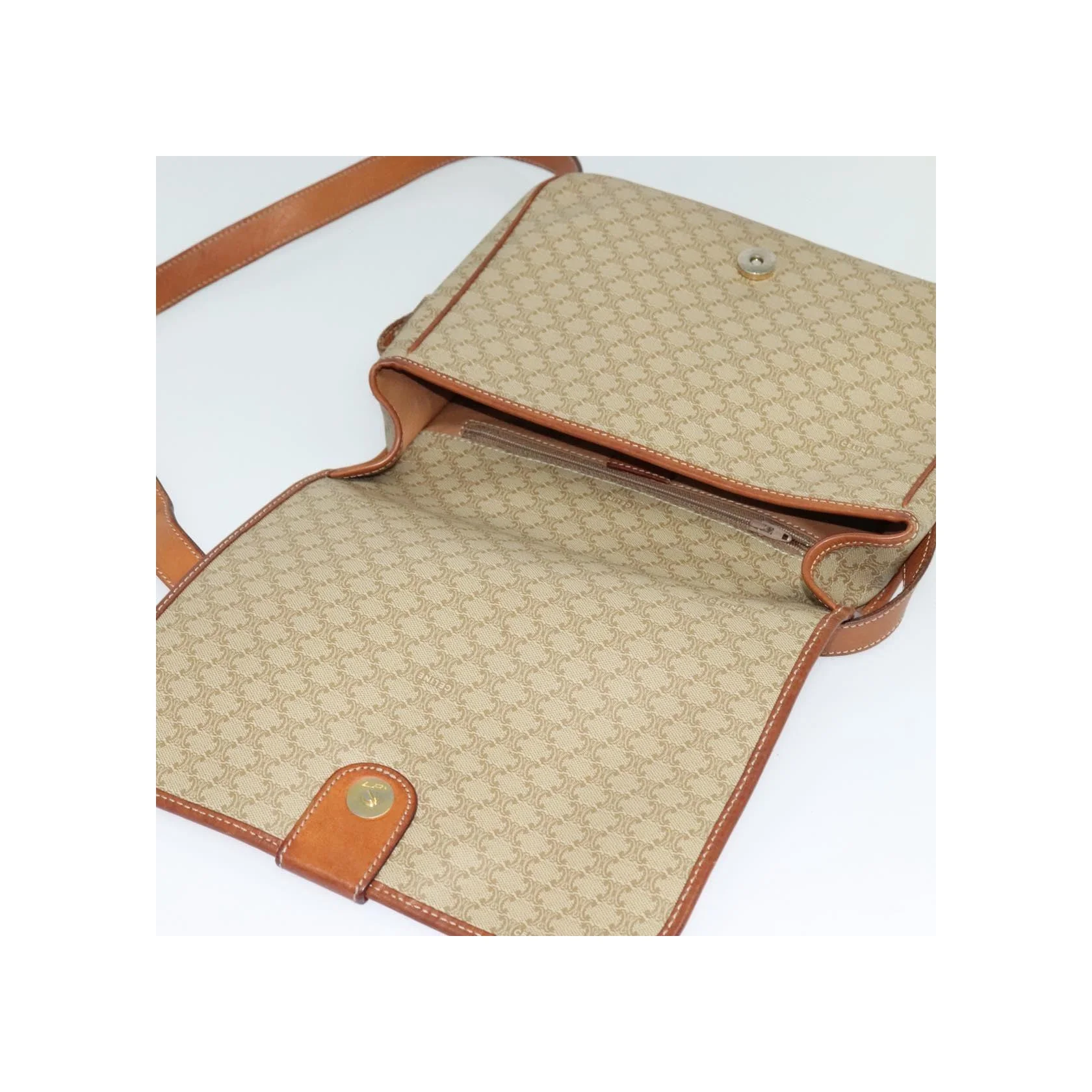 Sac À Bandoulière Celine Vintage Macadam - Beige - Image 19
