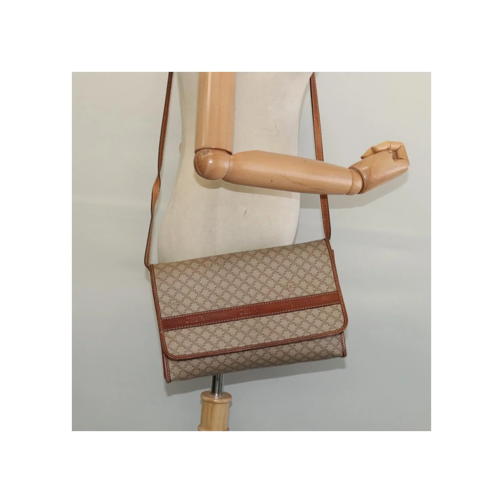 Sac À Bandoulière Celine Vintage Macadam - Beige - Image 13