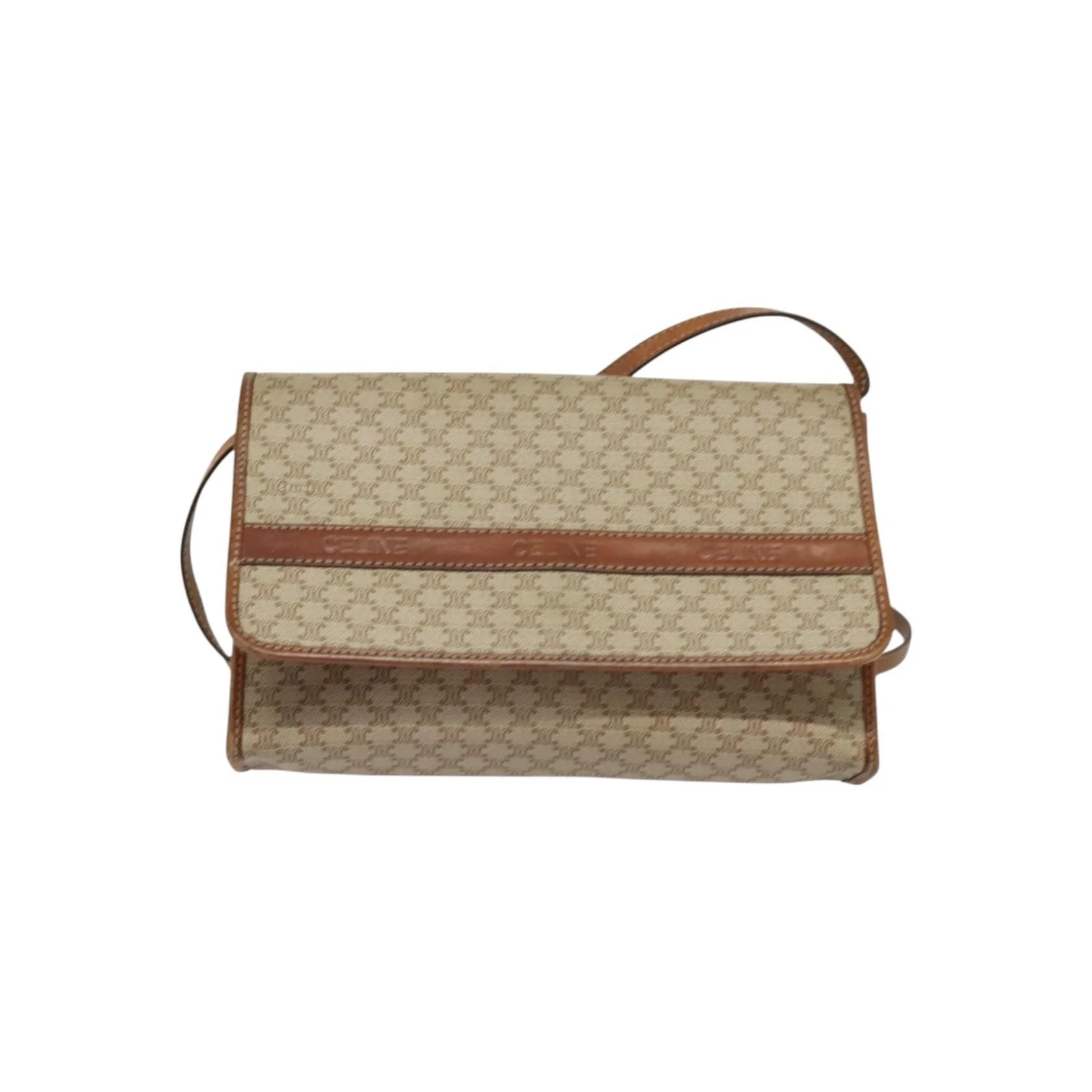 Sac À Bandoulière Celine Vintage Macadam - Beige - Image 18