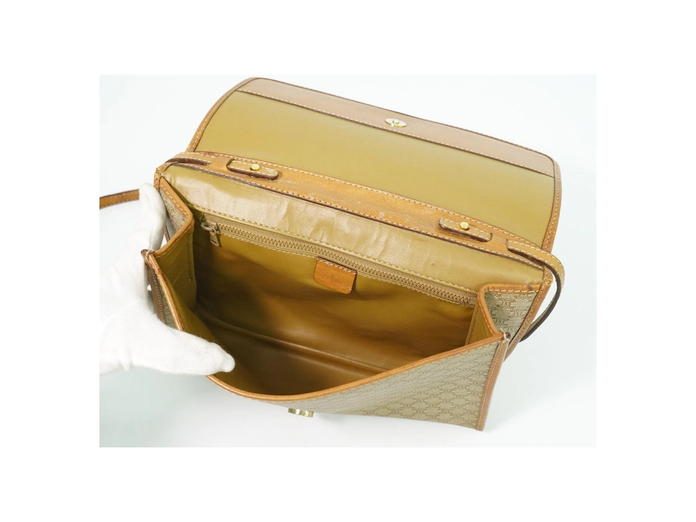 Sac À Bandoulière Celine Vintage Macadam - Beige - Image 3