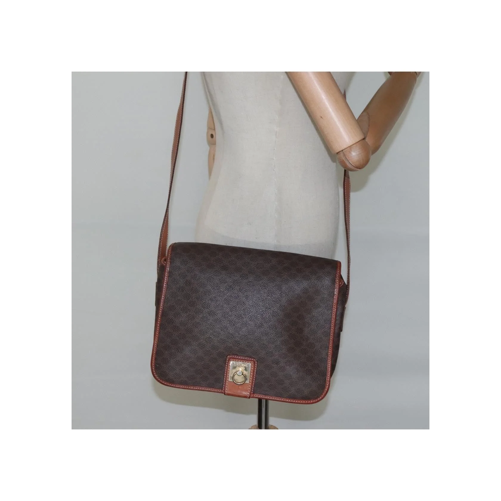 Sac À Bandoulière Celine Vintage Macadam - Brown - Image 13