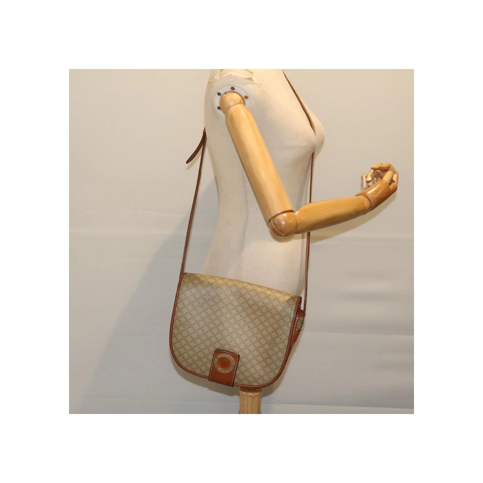 Sac À Bandoulière Celine Vintage Macadam - Beige - Image 14