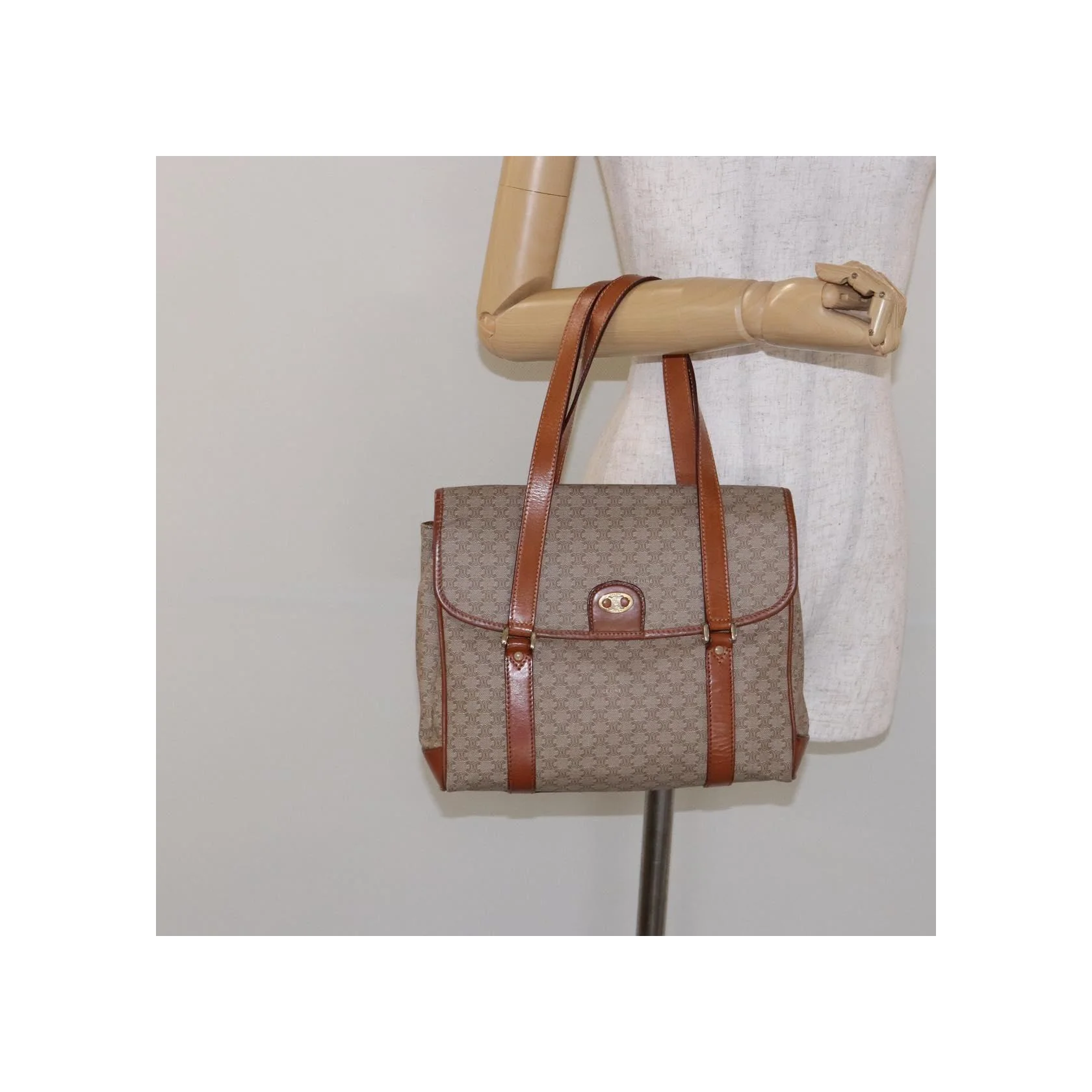 Sac À Bandoulière Celine Vintage Macadam - Beige - Image 13