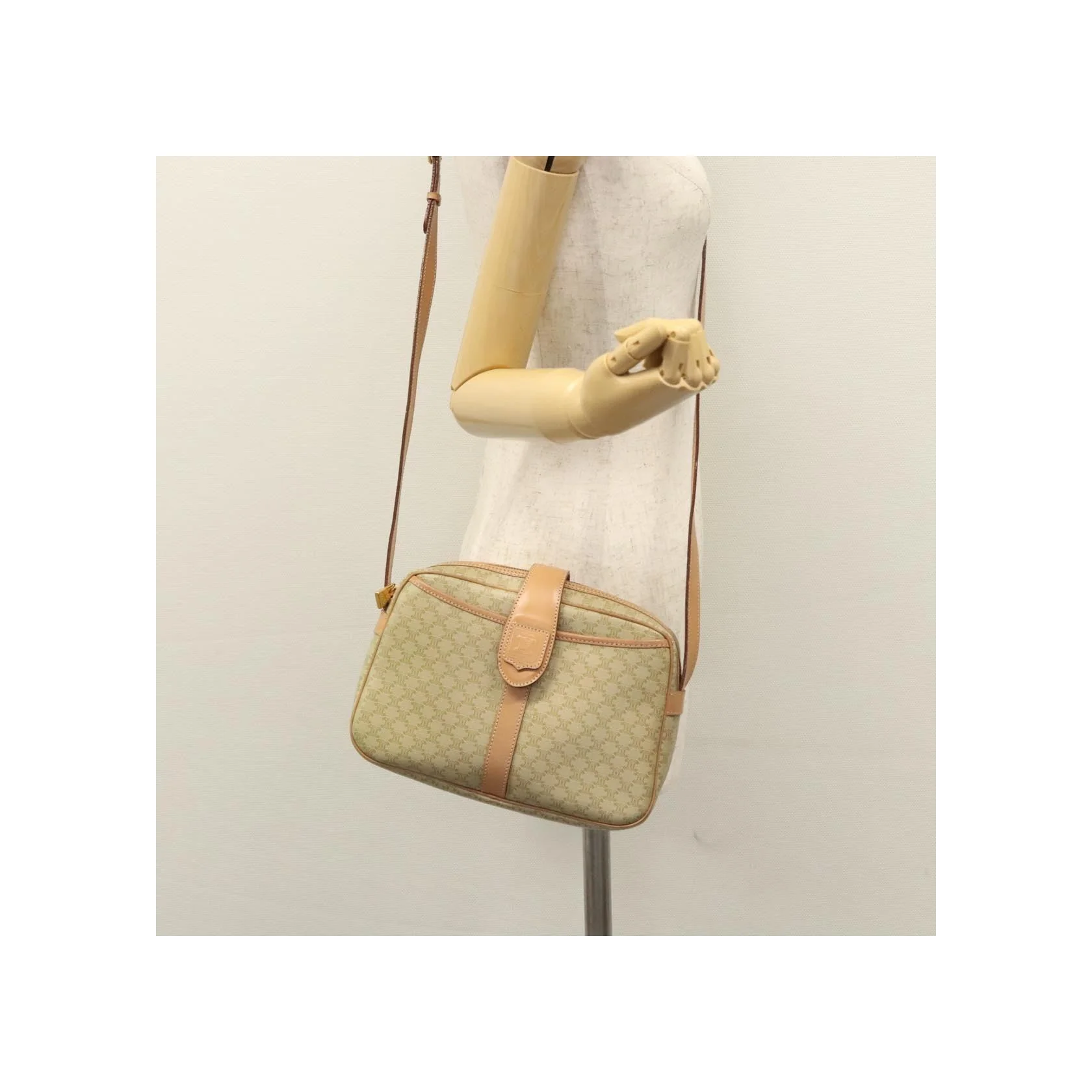 Sac À Bandoulière Celine Vintage Macadam - Beige - Image 13