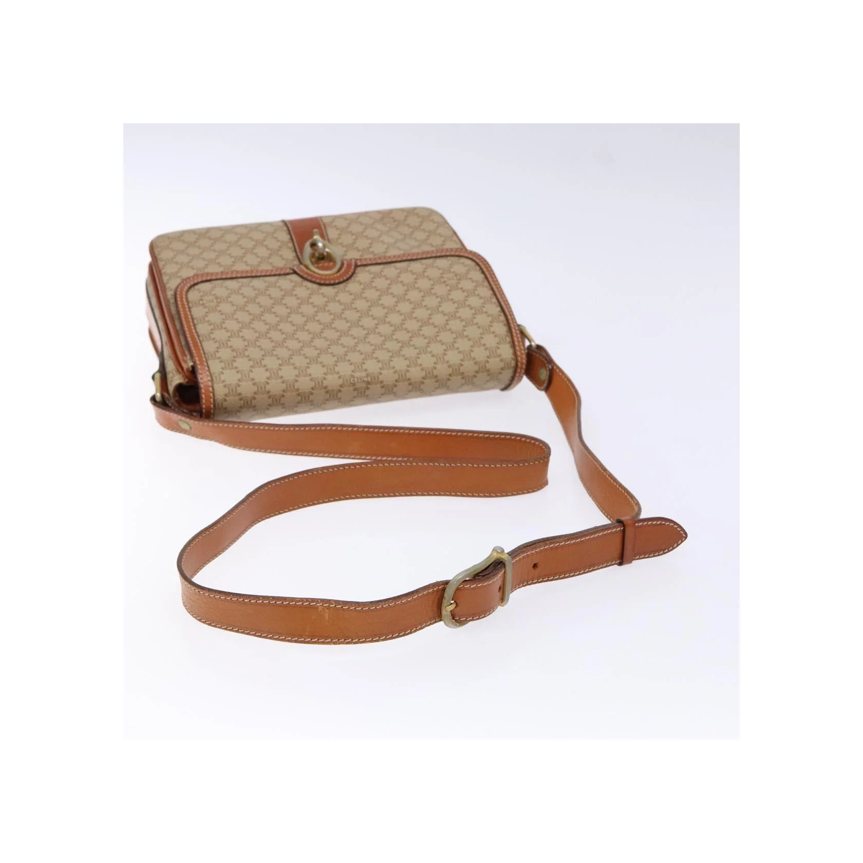 Sac À Bandoulière Celine Vintage Macadam - Beige - Image 8