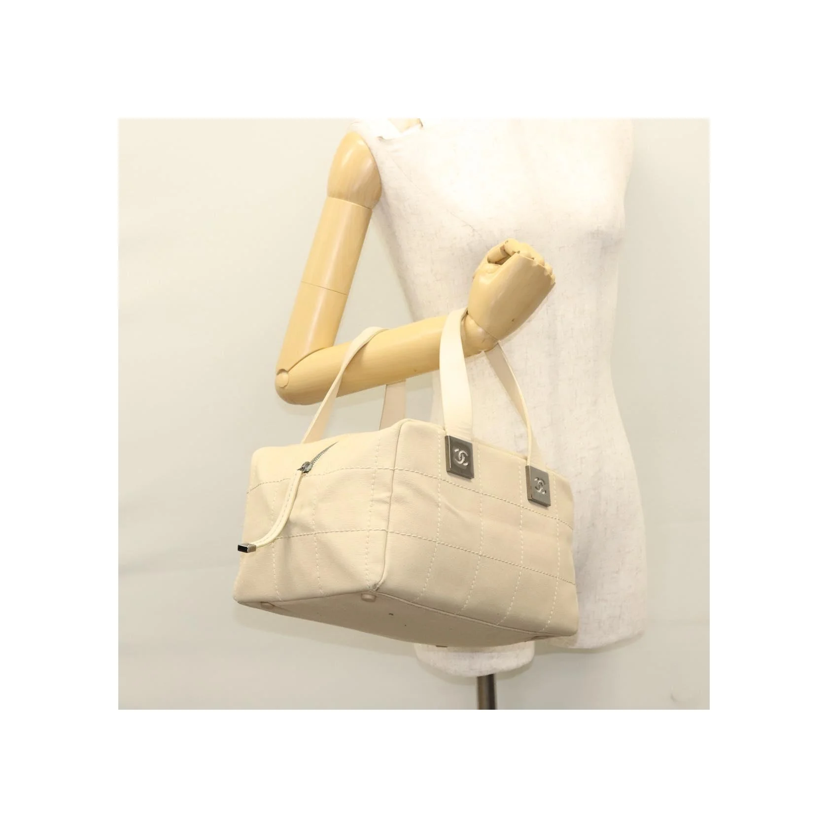 Sac Bowler Chanel Chocolate Bar Cc - Beige - Image 14