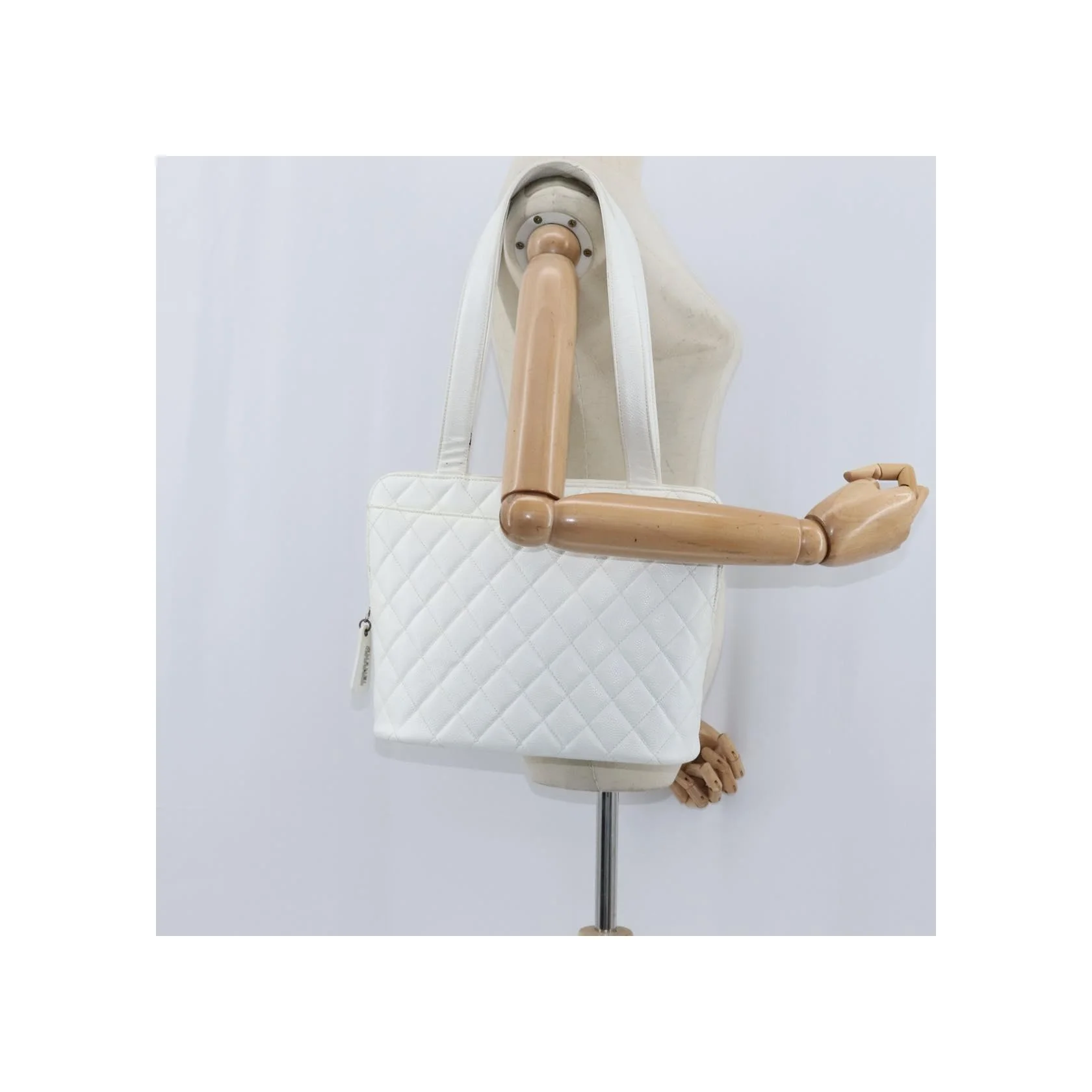 Sac Bowler Zippé Chanel Vintage Cc - White - Image 14