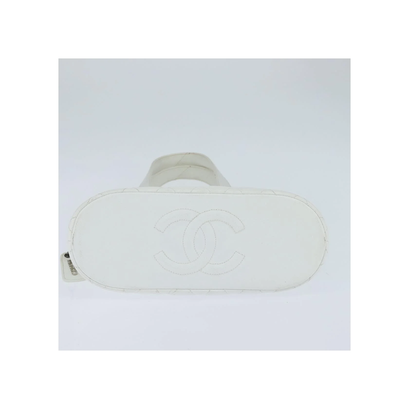 Sac Bowler Zippé Chanel Vintage Cc - White - Image 15