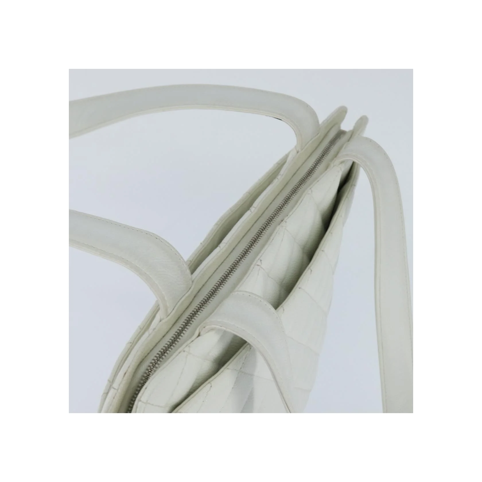 Sac Bowler Zippé Chanel Vintage Cc - White - Image 16