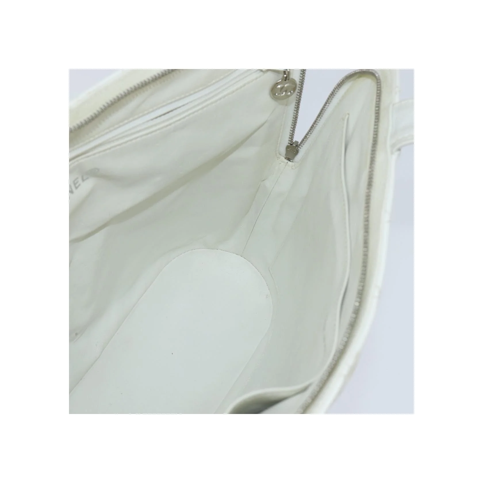 Sac Bowler Zippé Chanel Vintage Cc - White - Image 20