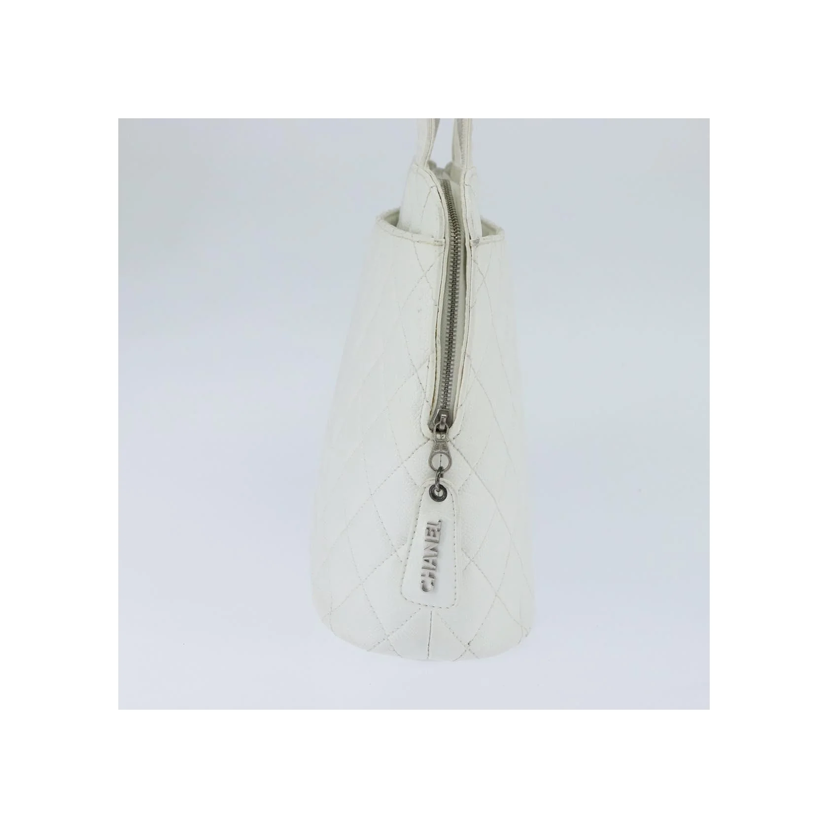 Sac Bowler Zippé Chanel Vintage Cc - White - Image 3